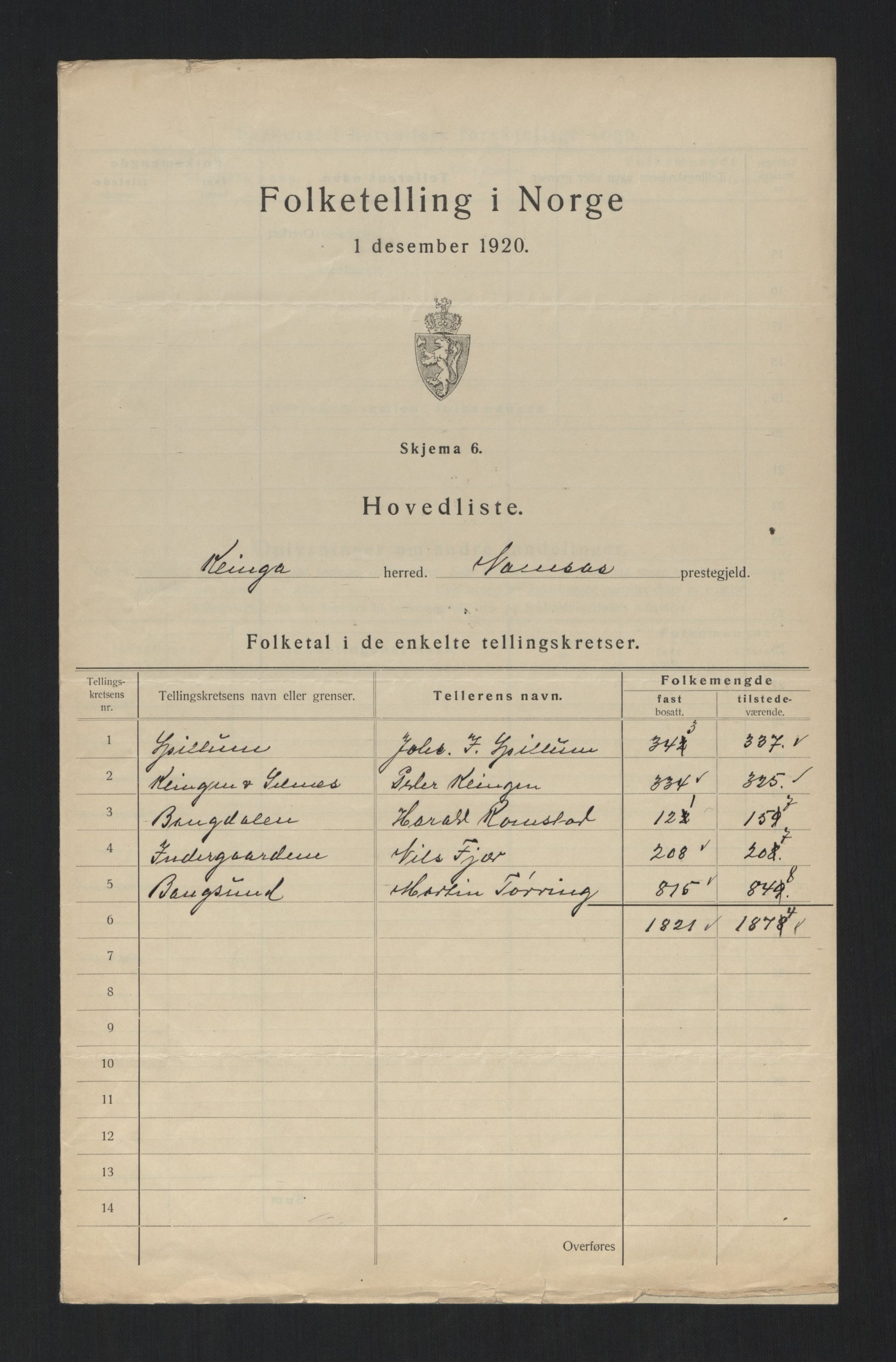 SAT, 1920 census for Klinga, 1920, p. 8