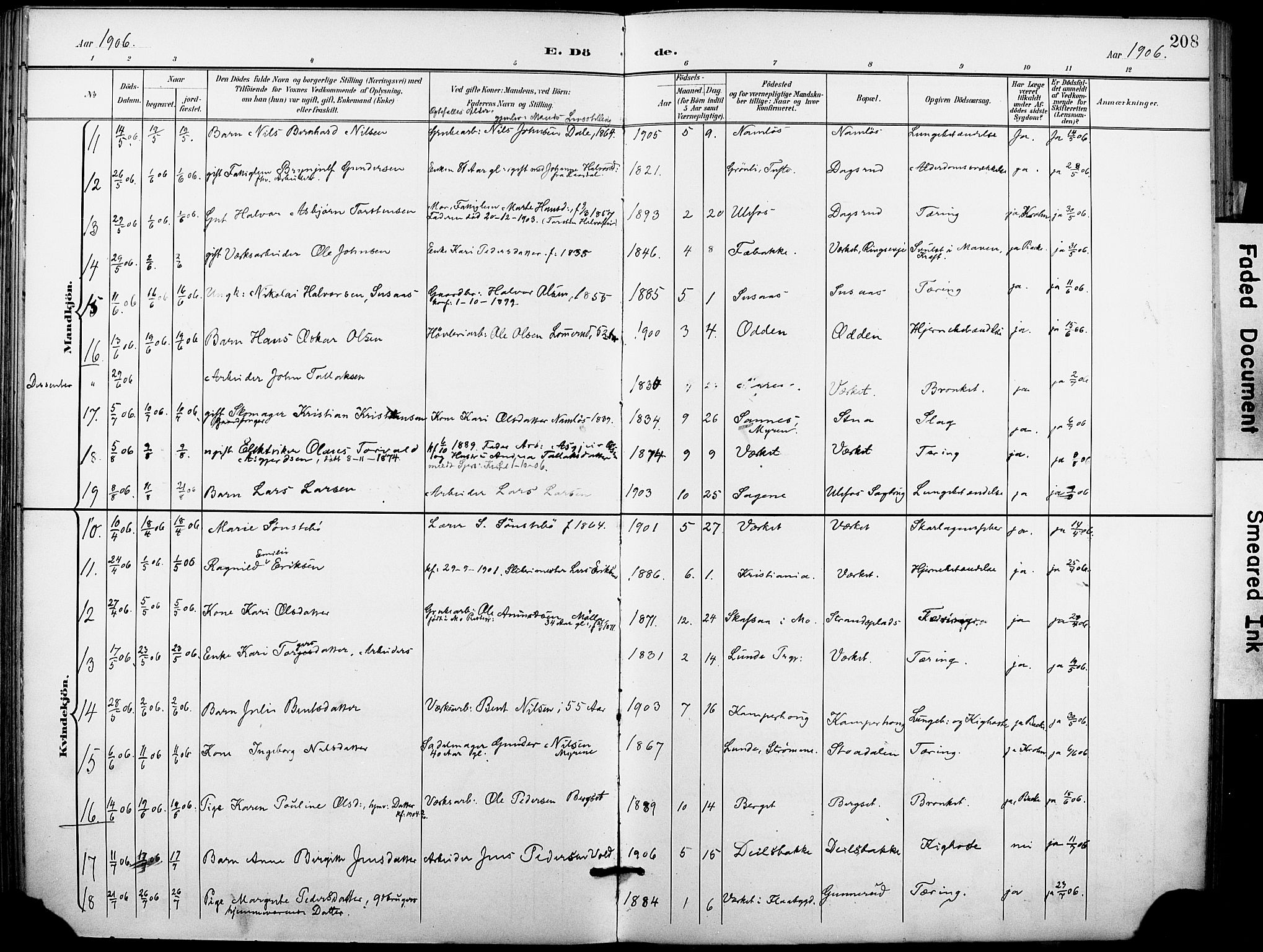 Holla kirkebøker, SAKO/A-272/F/Fa/L0010: Parish register (official) no. 10, 1897-1907, p. 208