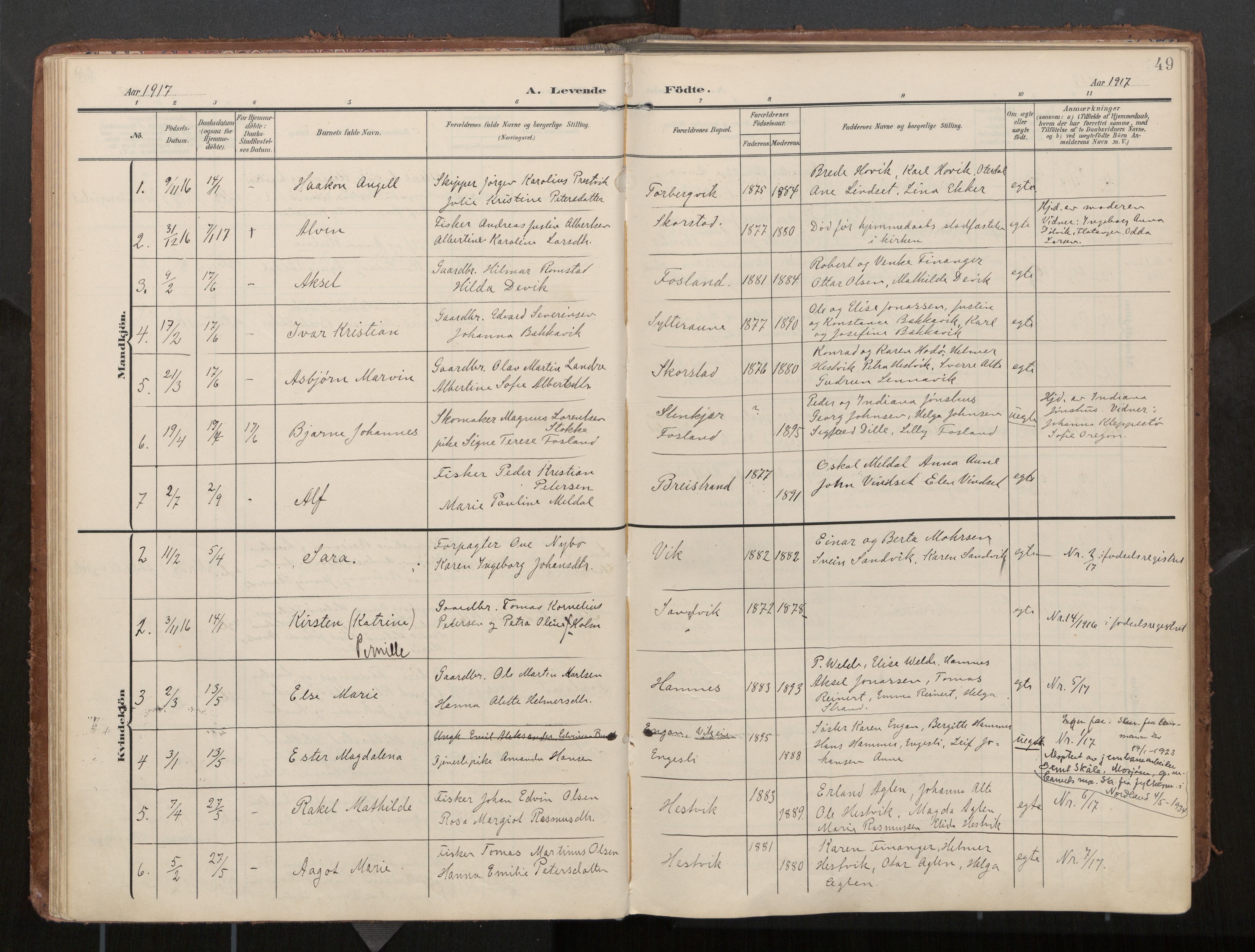 Ministerialprotokoller, klokkerbøker og fødselsregistre - Nord-Trøndelag, SAT/A-1458/774/L0629: Parish register (official), 1904-1926, p. 49