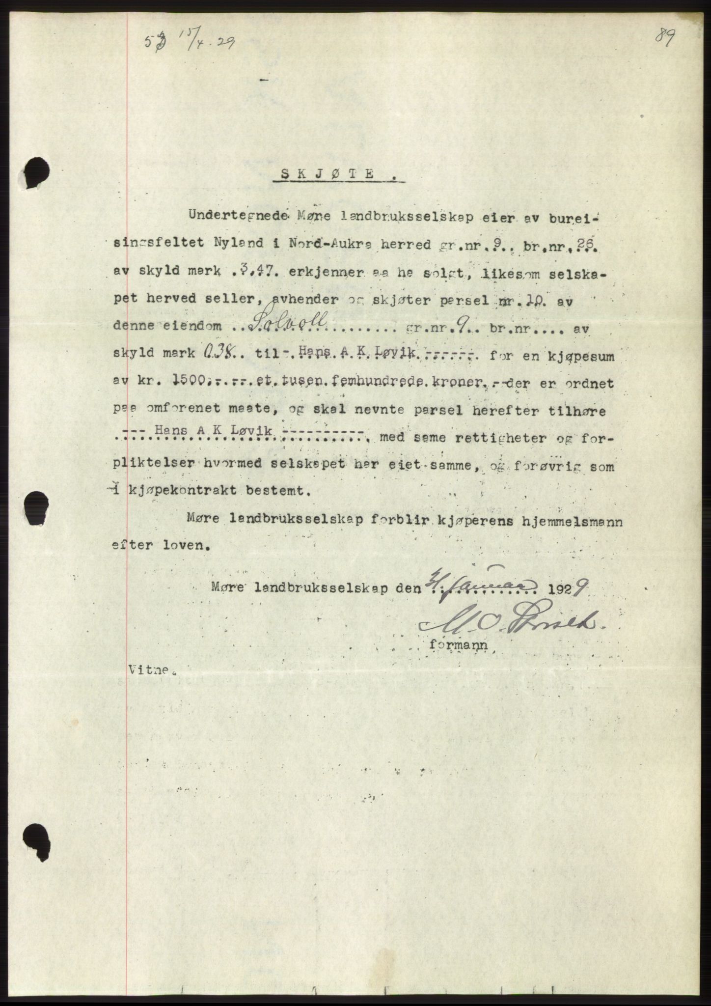 Romsdal sorenskriveri, AV/SAT-A-4149/1/2/2C/L0056: Mortgage book no. 50, 1929-1929, Deed date: 15.04.1929