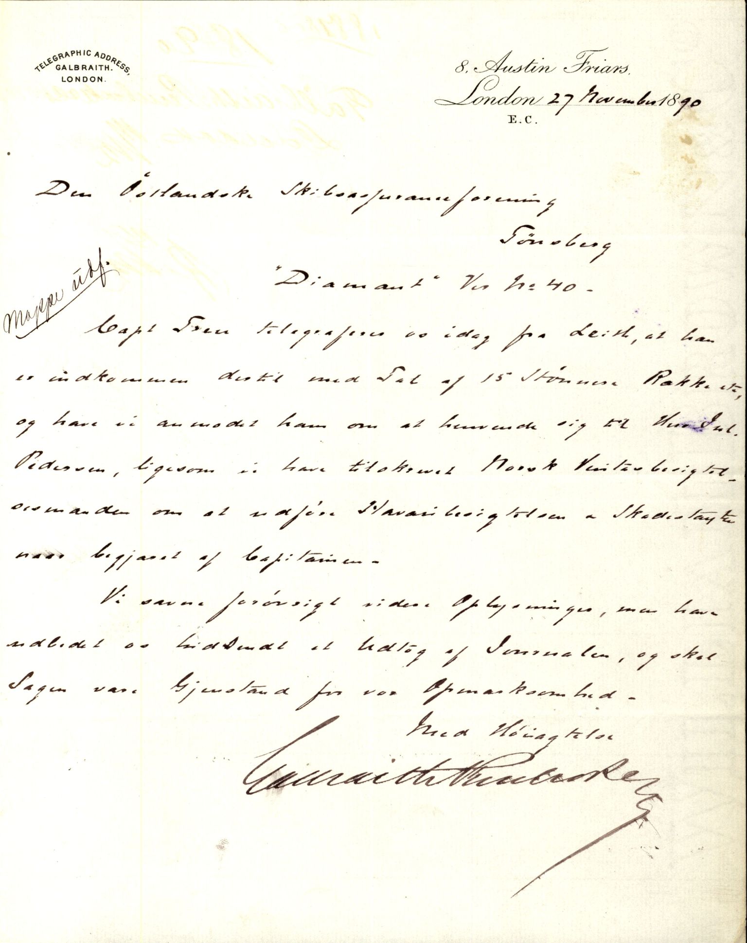 Pa 63 - Østlandske skibsassuranceforening, VEMU/A-1079/G/Ga/L0026/0002: Havaridokumenter / Dovre, Dictator, Ella, Elizabeth Morton, 1890, p. 300