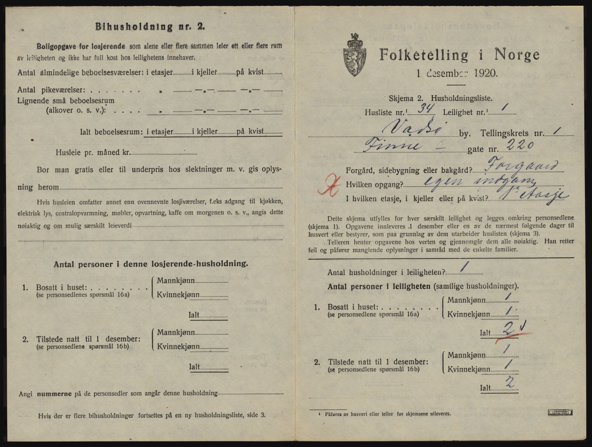 SATØ, 1920 census for Vadsø, 1920, p. 664