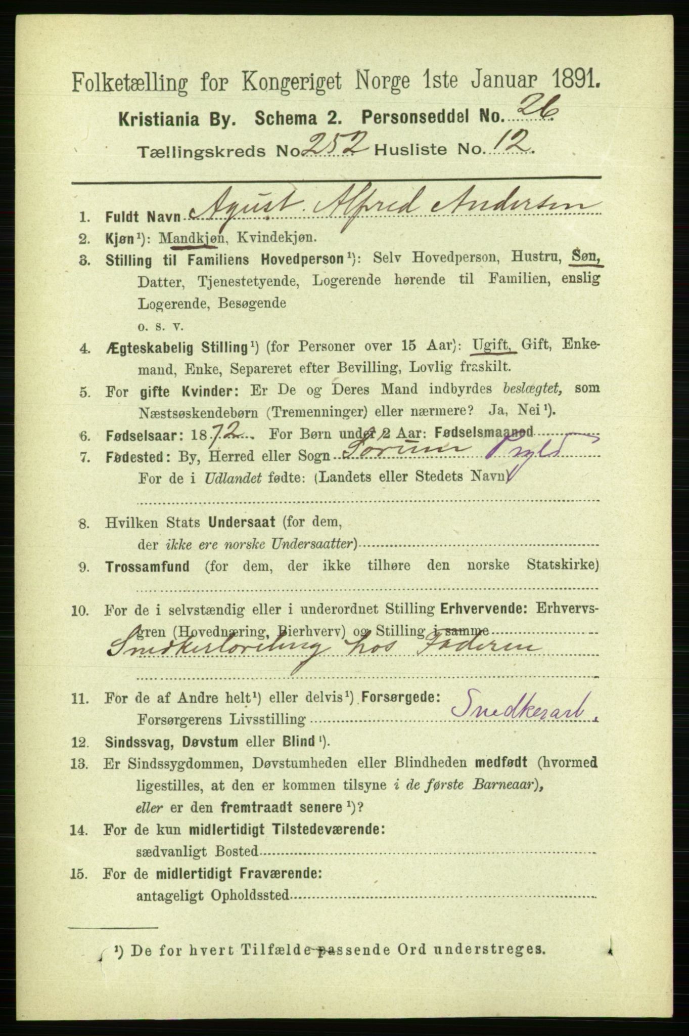 RA, 1891 census for 0301 Kristiania, 1891, p. 153627