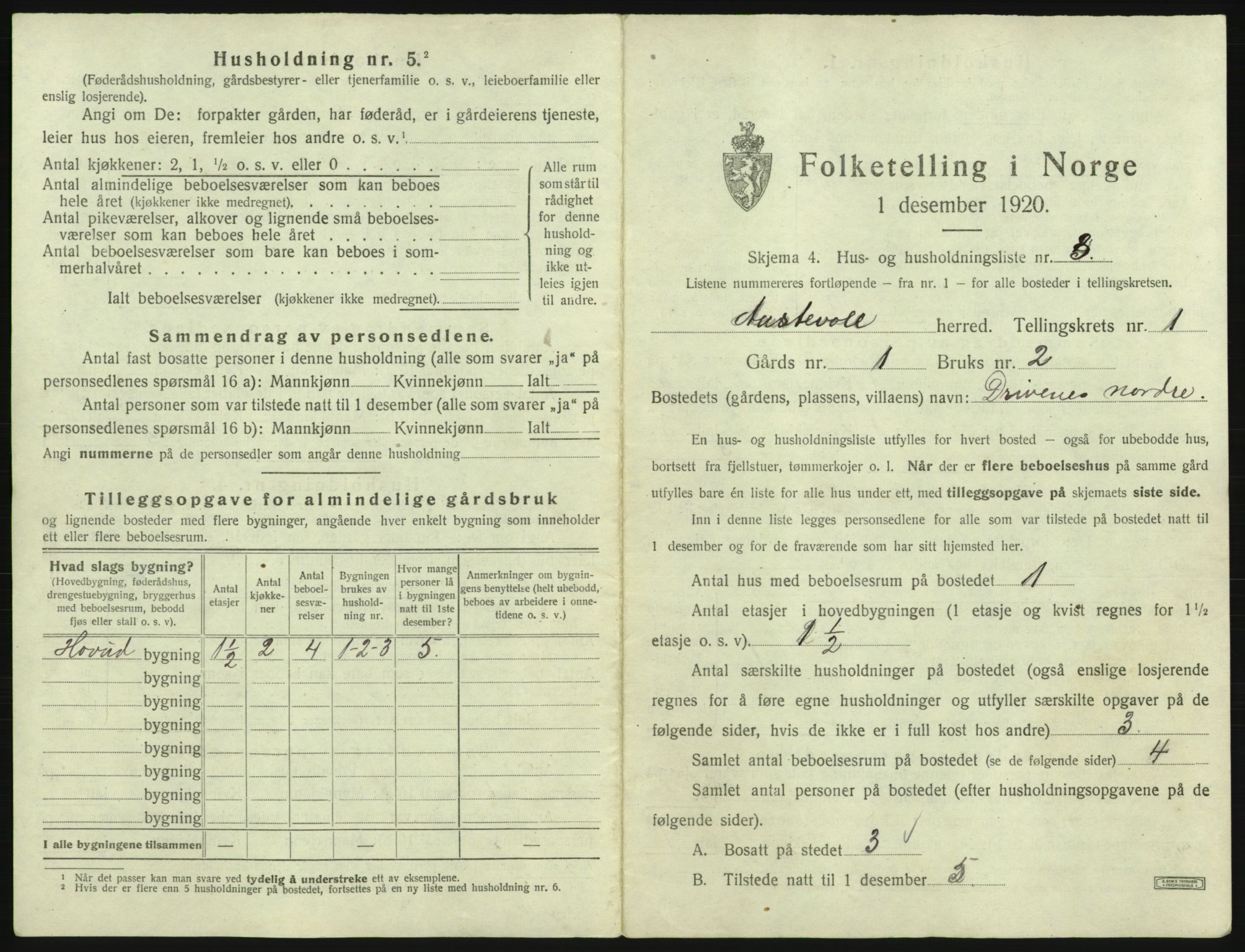 SAB, 1920 census for Austevoll, 1920, p. 47