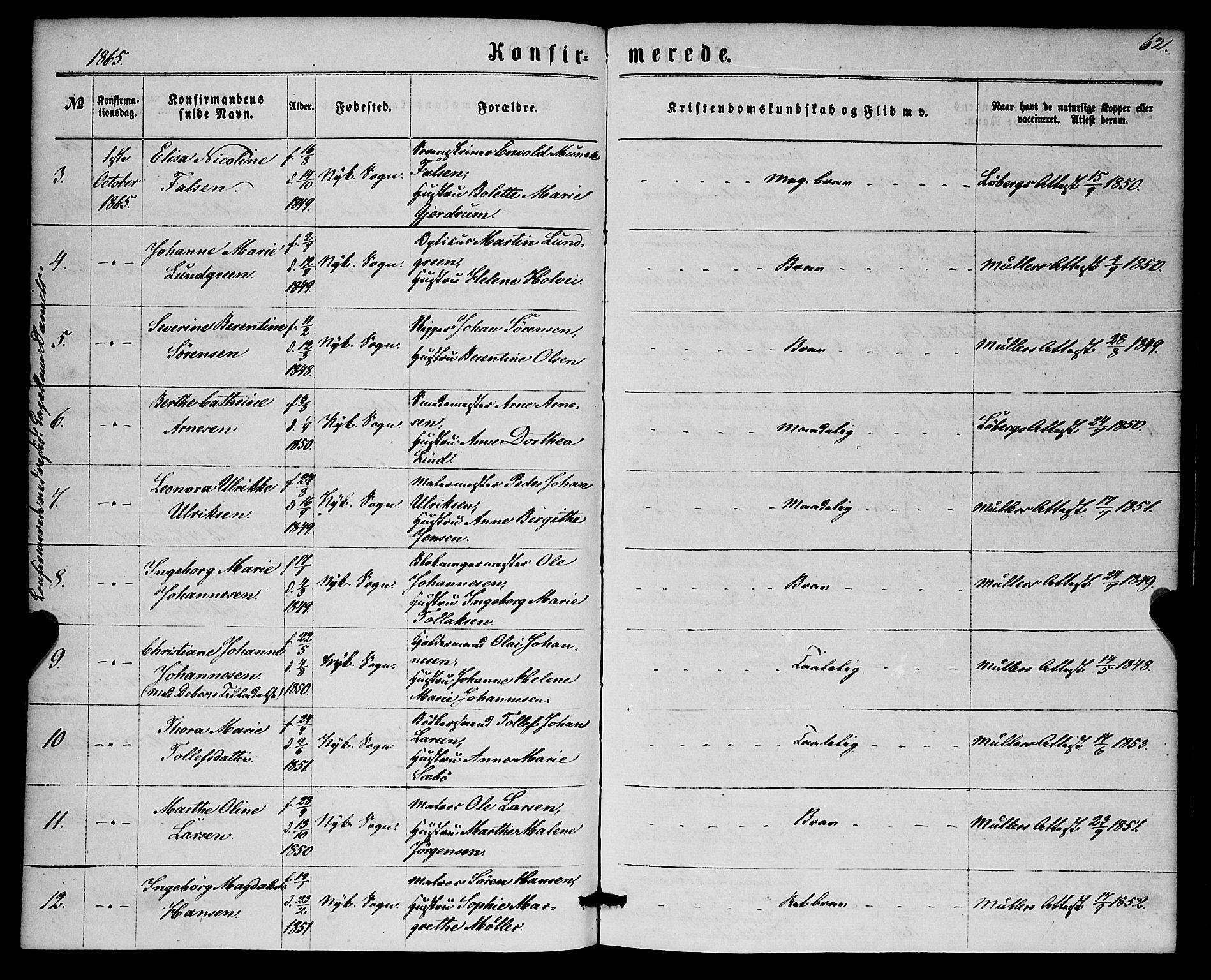 Nykirken Sokneprestembete, SAB/A-77101/H/Haa/L0024: Parish register (official) no. C 3, 1864-1870, p. 62