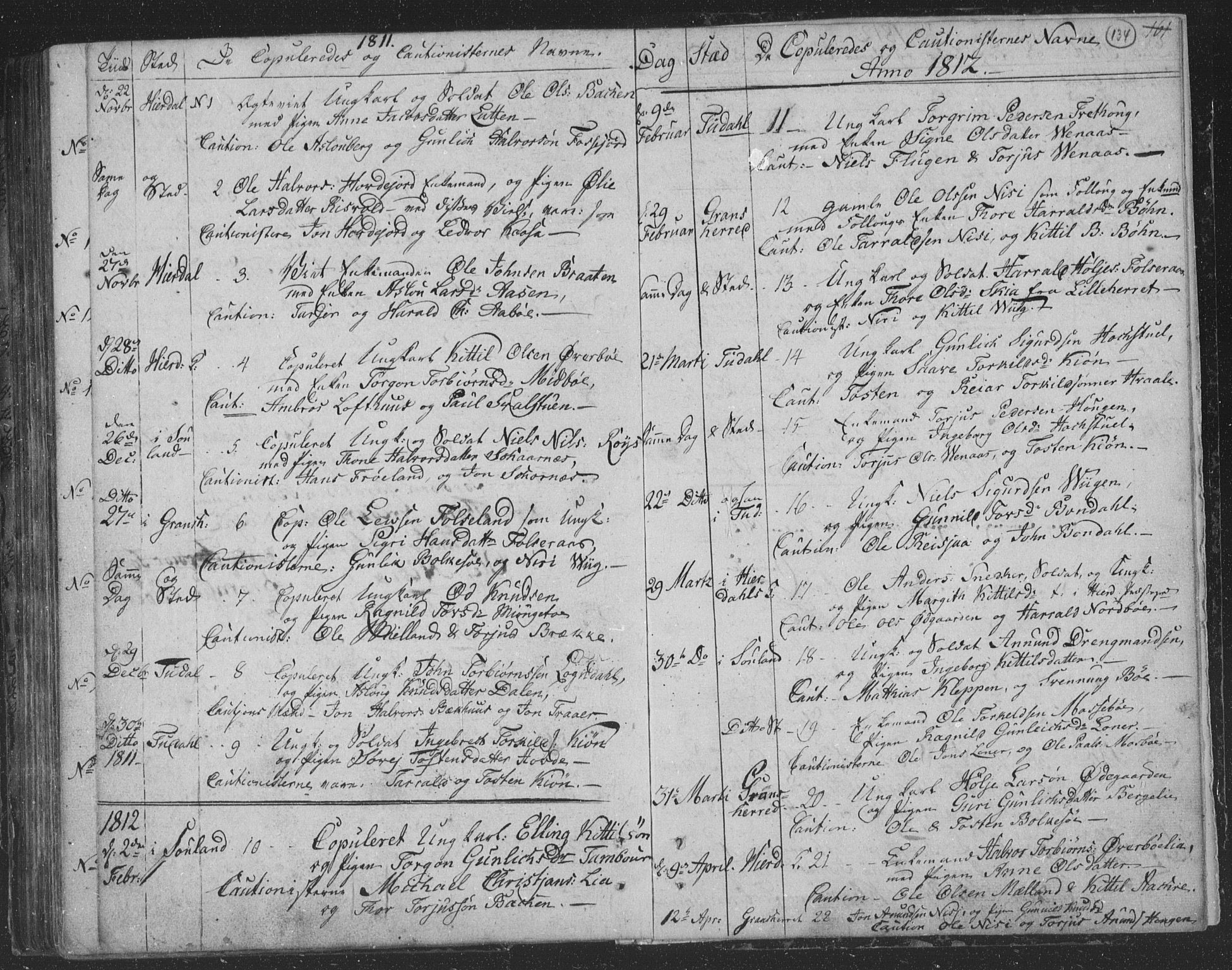 Hjartdal kirkebøker, SAKO/A-270/F/Fa/L0006: Parish register (official) no. I 6, 1801-1814, p. 134