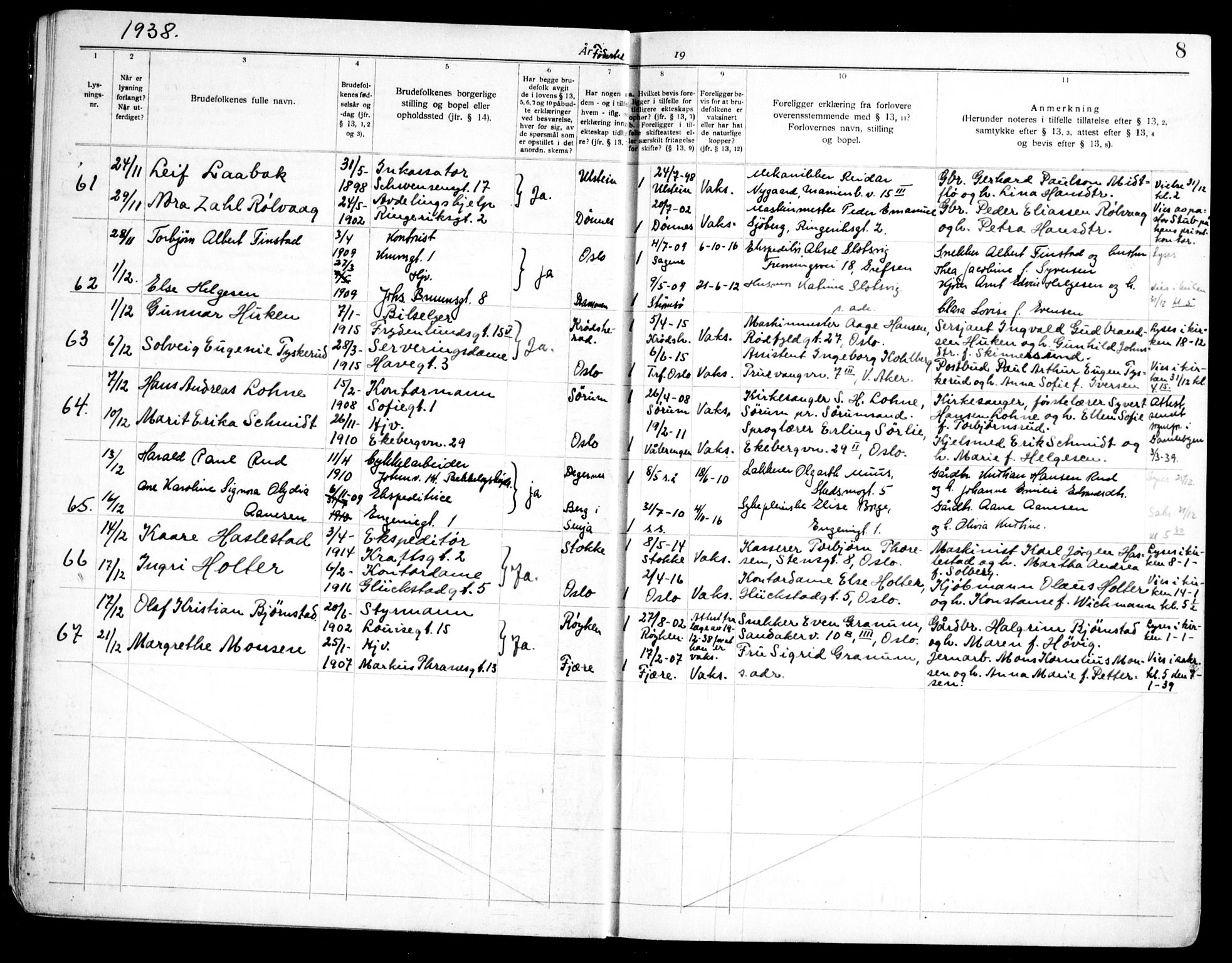 Markus prestekontor Kirkebøker, AV/SAO-A-10830/H/L0002: Banns register no. 2, 1937-1954, p. 8