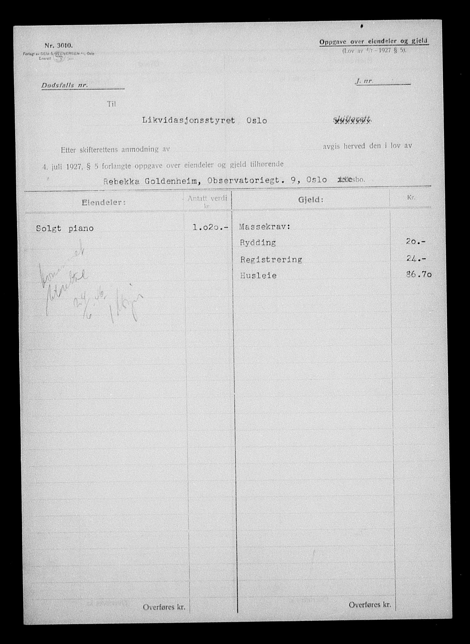 Justisdepartementet, Tilbakeføringskontoret for inndratte formuer, AV/RA-S-1564/H/Hc/Hcc/L0939: --, 1945-1947, p. 448