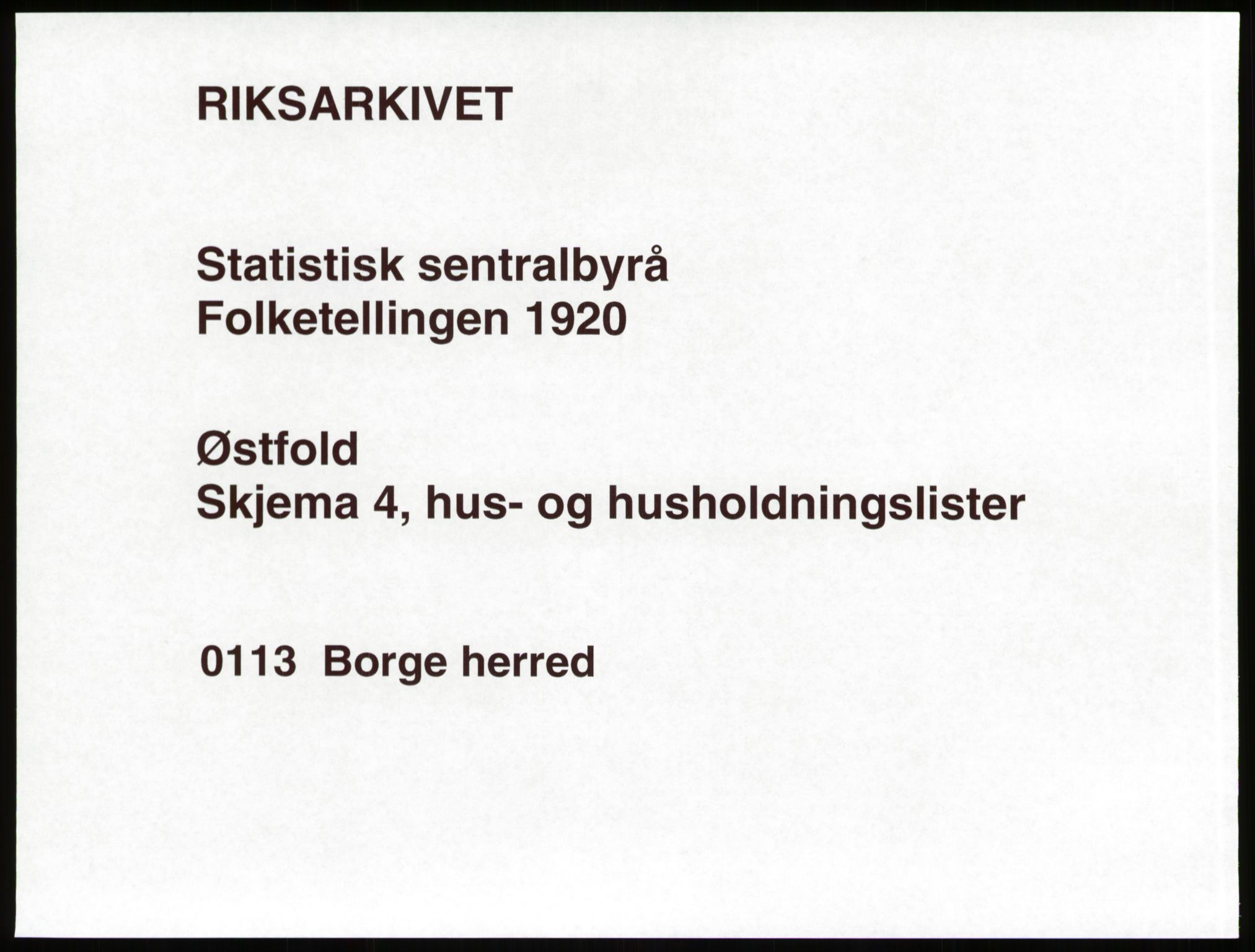 SAO, 1920 census for Borge, 1920, p. 33