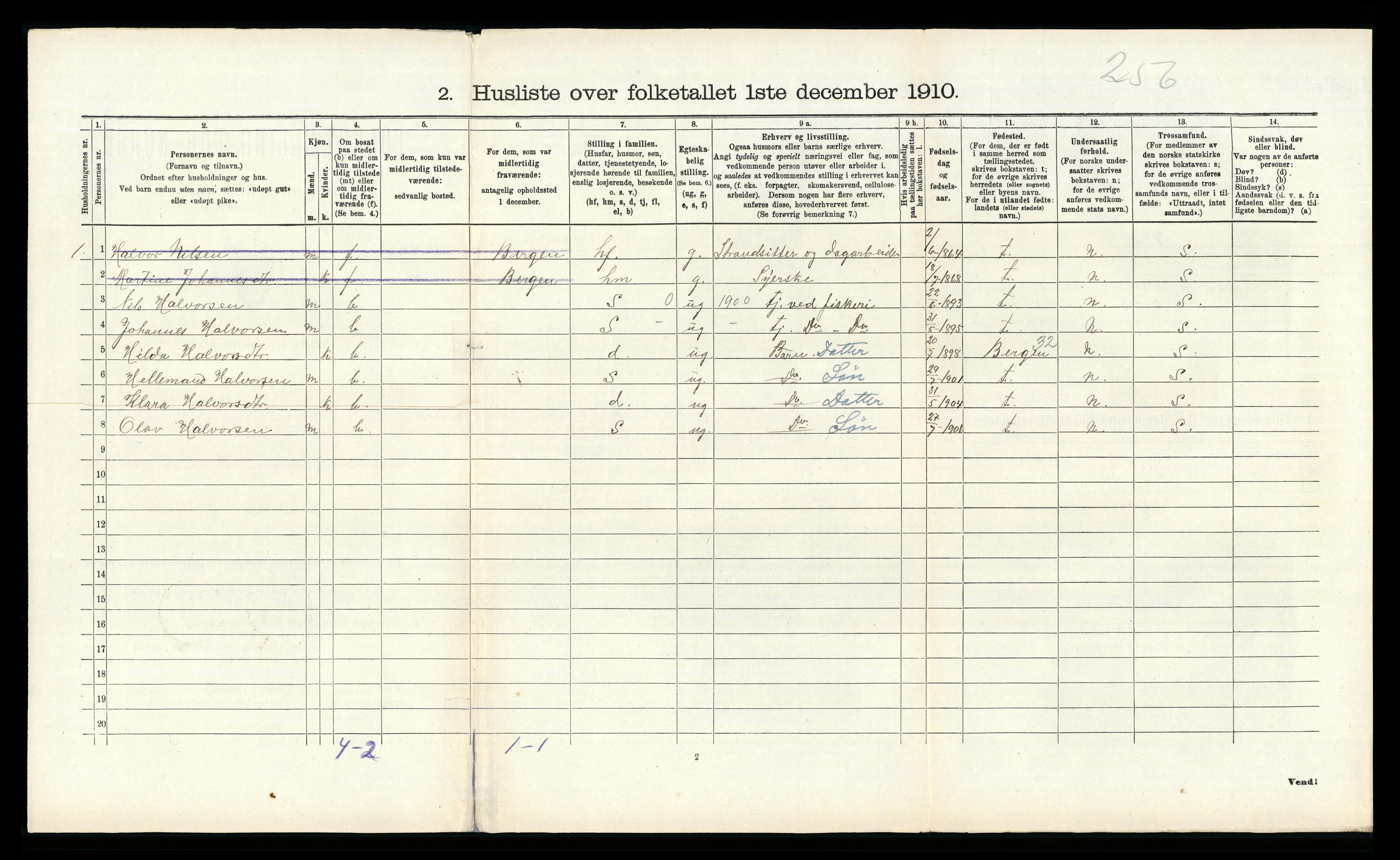 RA, 1910 census for Herdla, 1910, p. 327