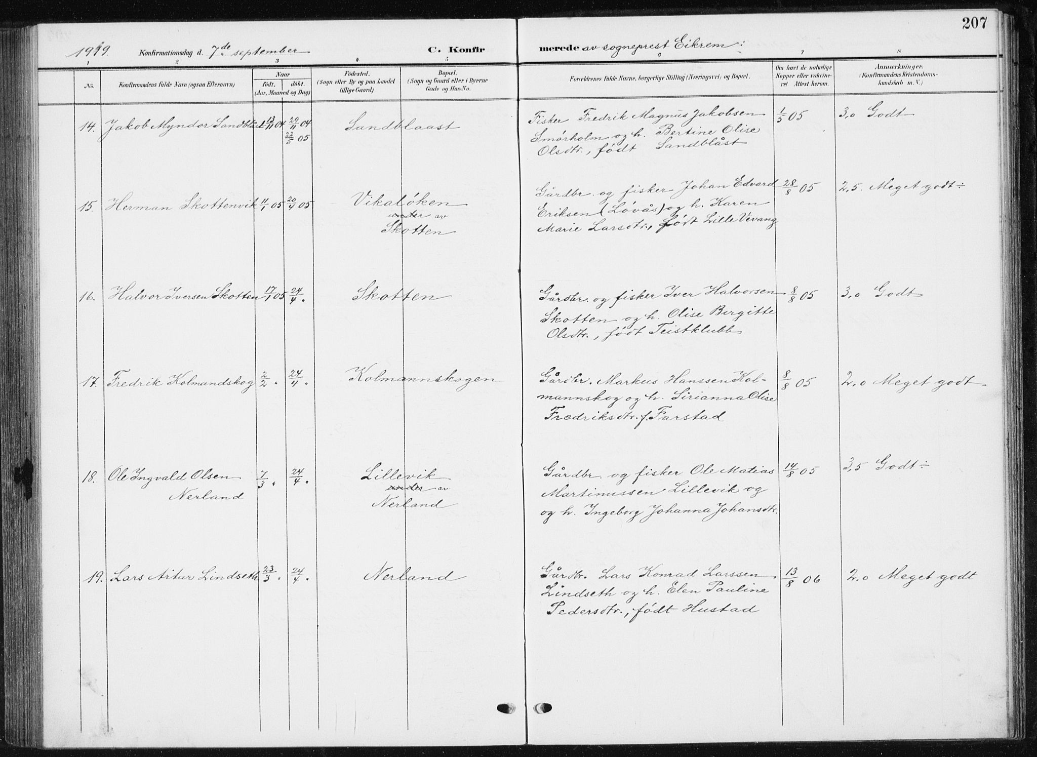 Ministerialprotokoller, klokkerbøker og fødselsregistre - Møre og Romsdal, AV/SAT-A-1454/567/L0784: Parish register (copy) no. 567C04, 1903-1938, p. 207