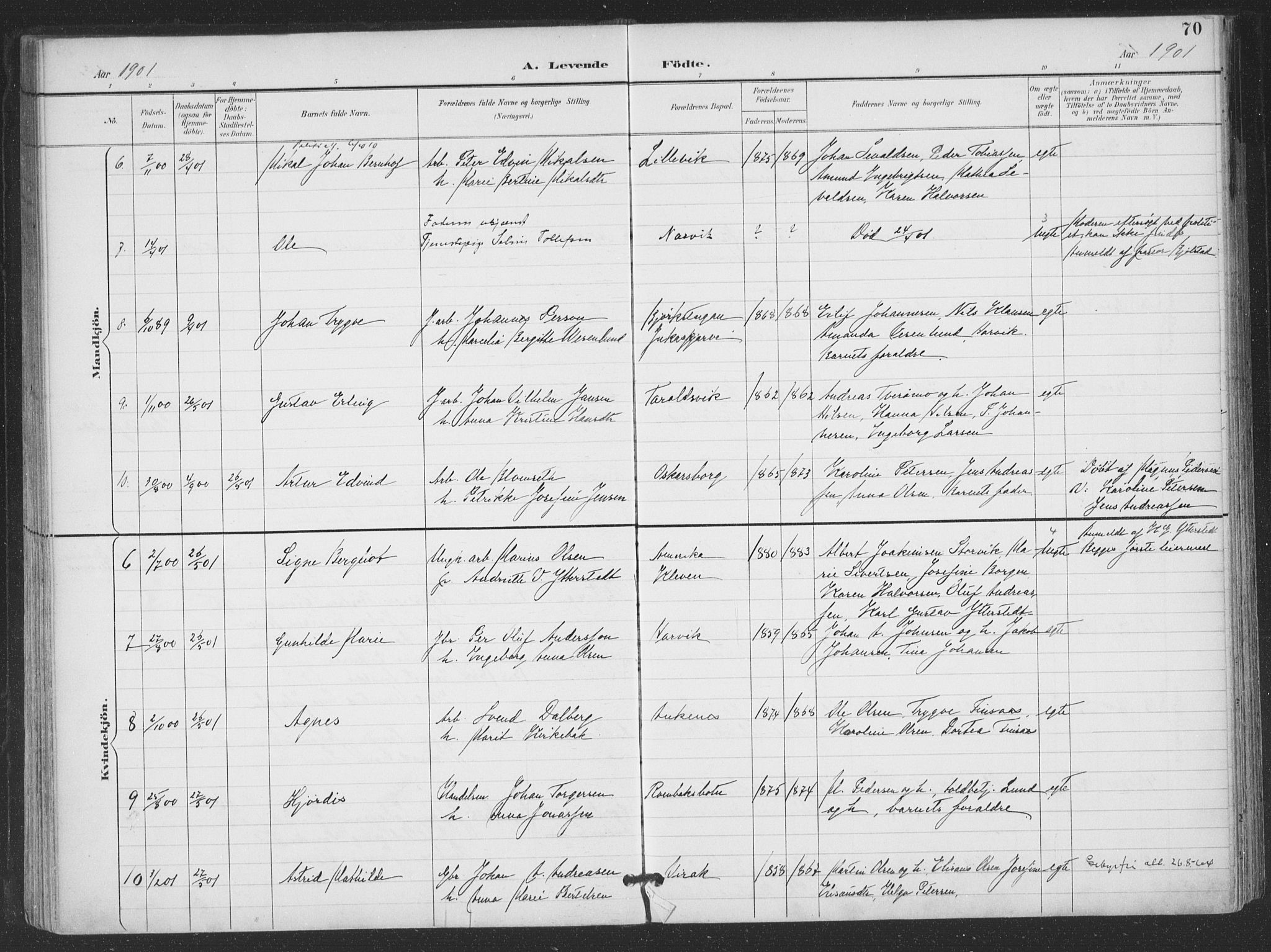 Ministerialprotokoller, klokkerbøker og fødselsregistre - Nordland, AV/SAT-A-1459/866/L0939: Parish register (official) no. 866A02, 1894-1906, p. 70