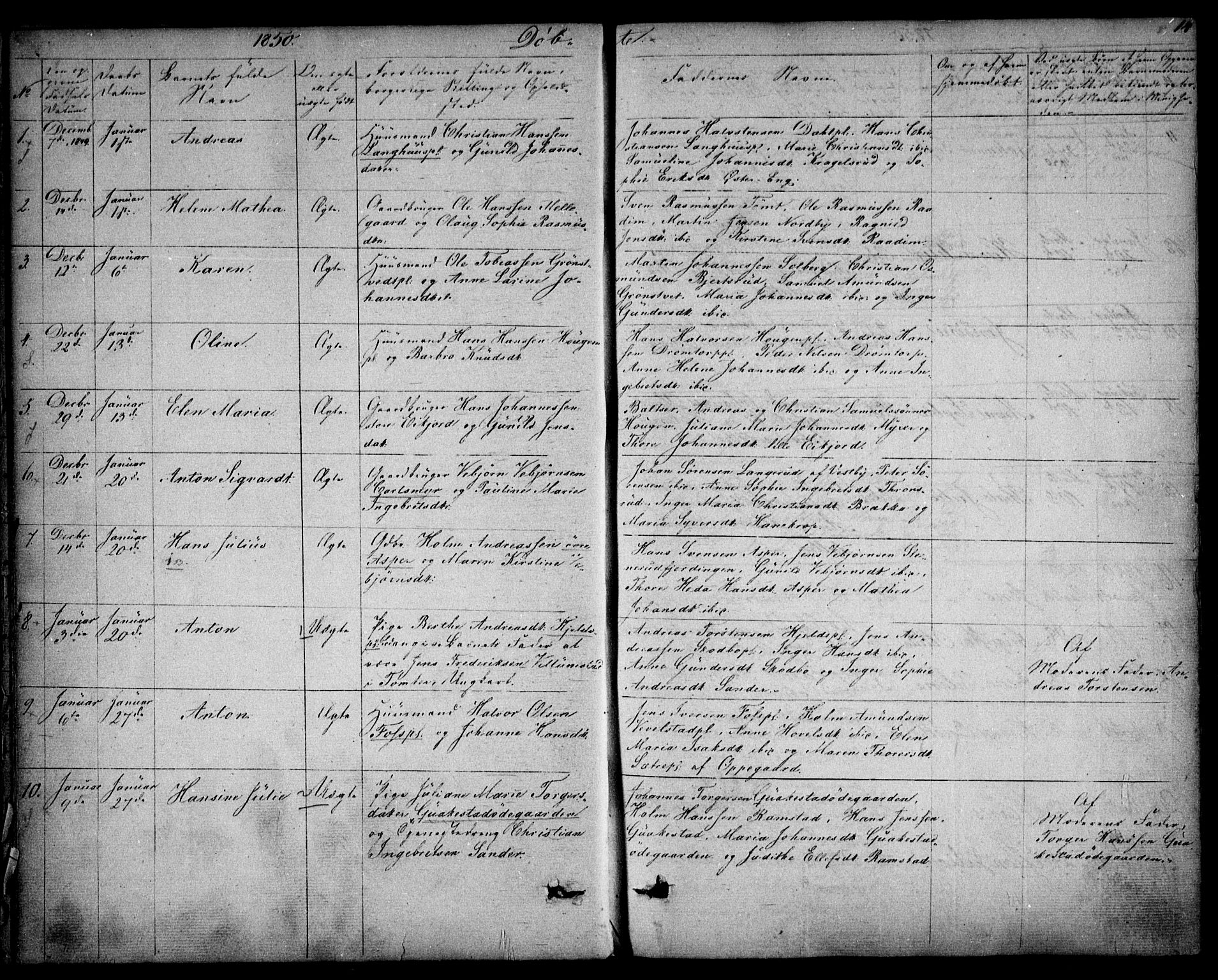 Kråkstad prestekontor Kirkebøker, SAO/A-10125a/F/Fa/L0006: Parish register (official) no. I 6, 1848-1857, p. 14