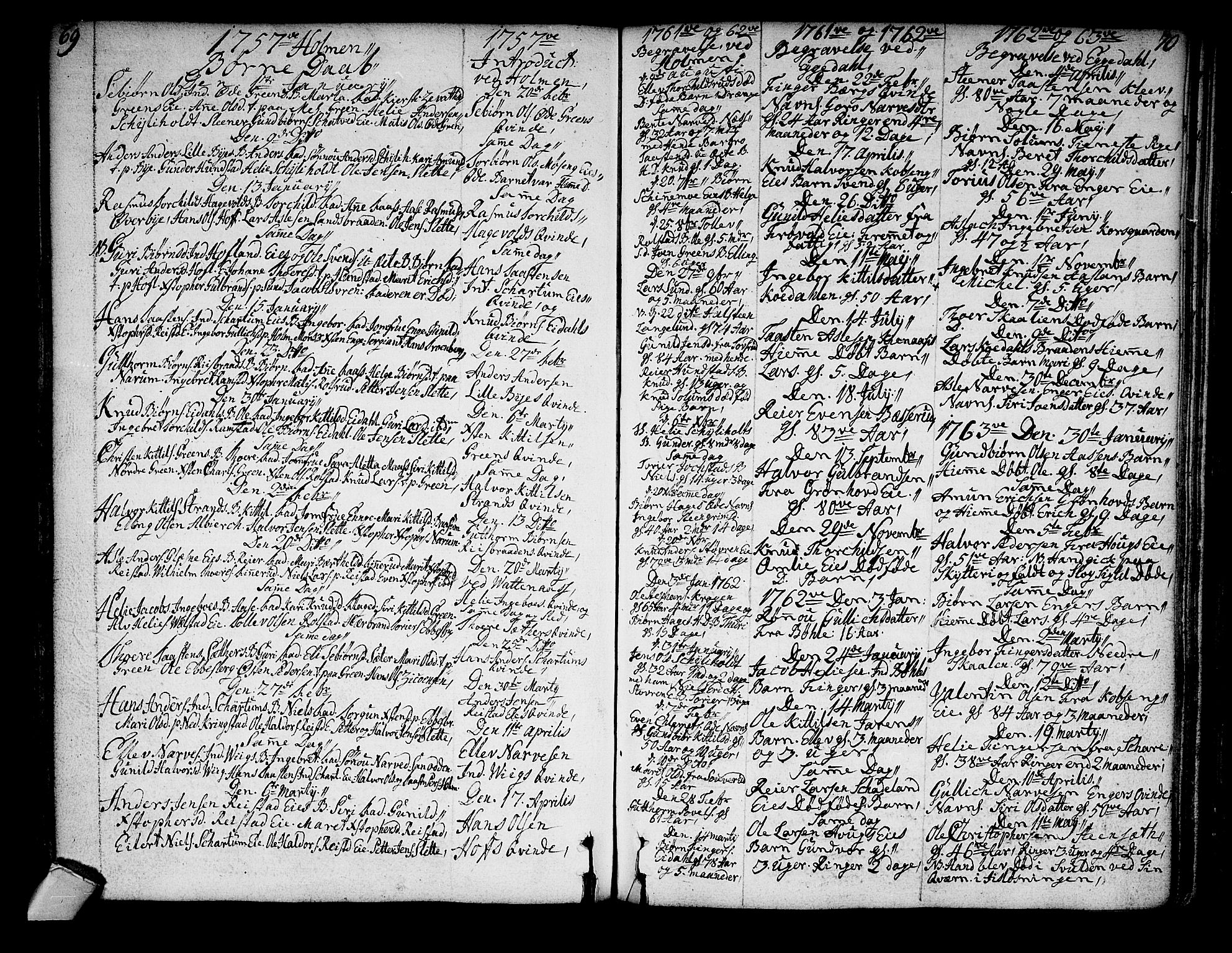 Sigdal kirkebøker, SAKO/A-245/F/Fa/L0001: Parish register (official) no. I 1, 1722-1777, p. 69-70