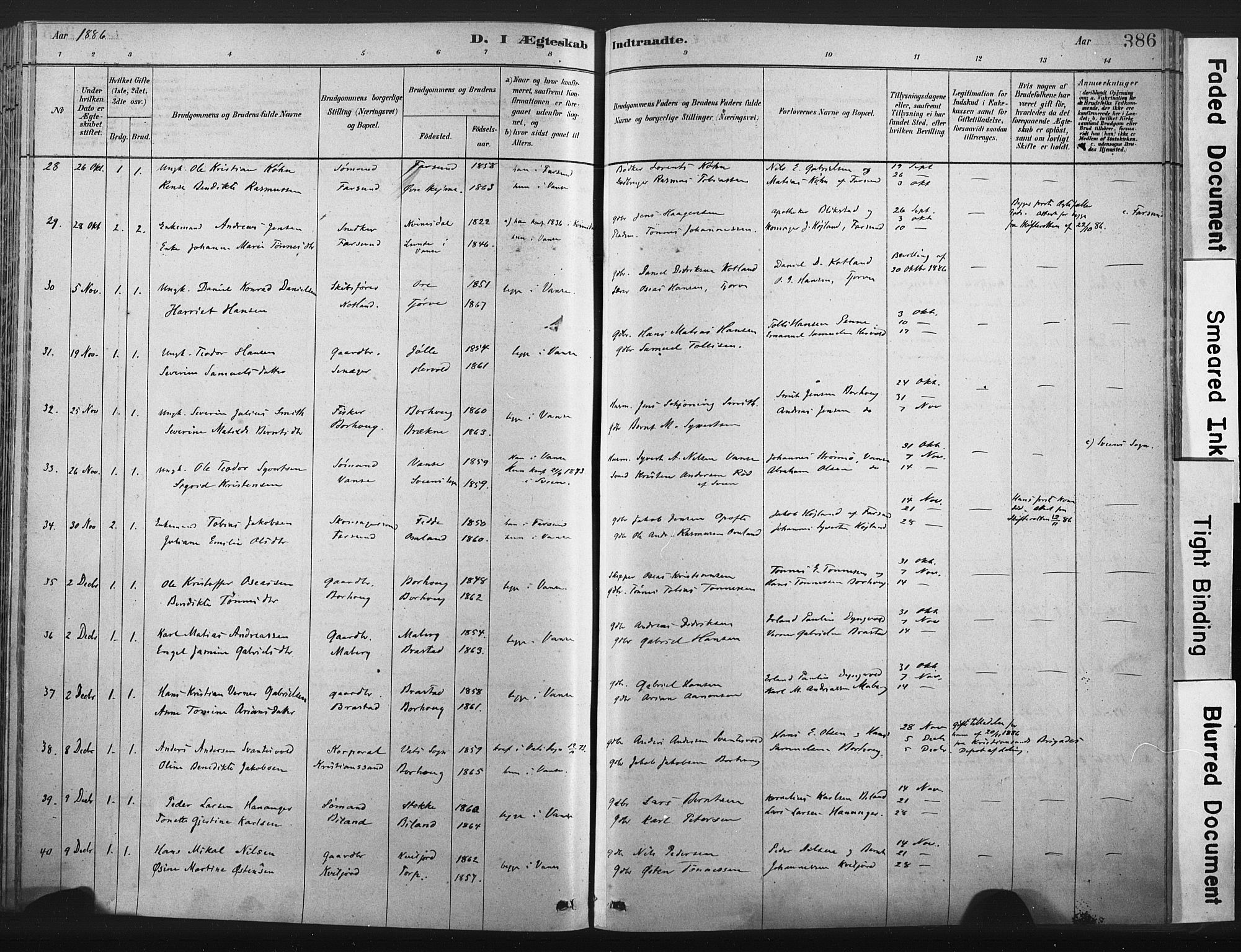 Lista sokneprestkontor, SAK/1111-0027/F/Fa/L0012: Parish register (official) no. A 12, 1879-1903, p. 386