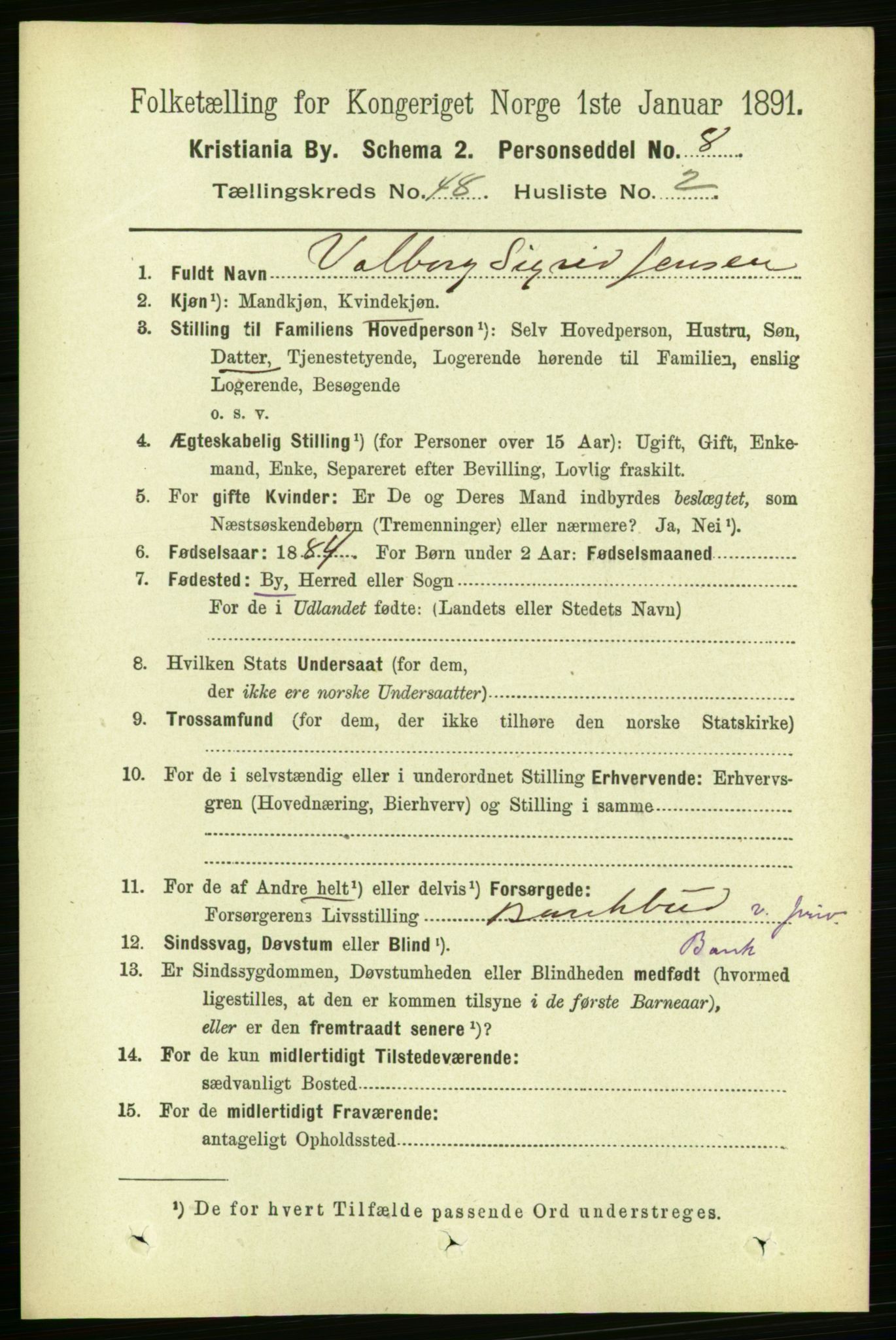 RA, 1891 census for 0301 Kristiania, 1891, p. 28397