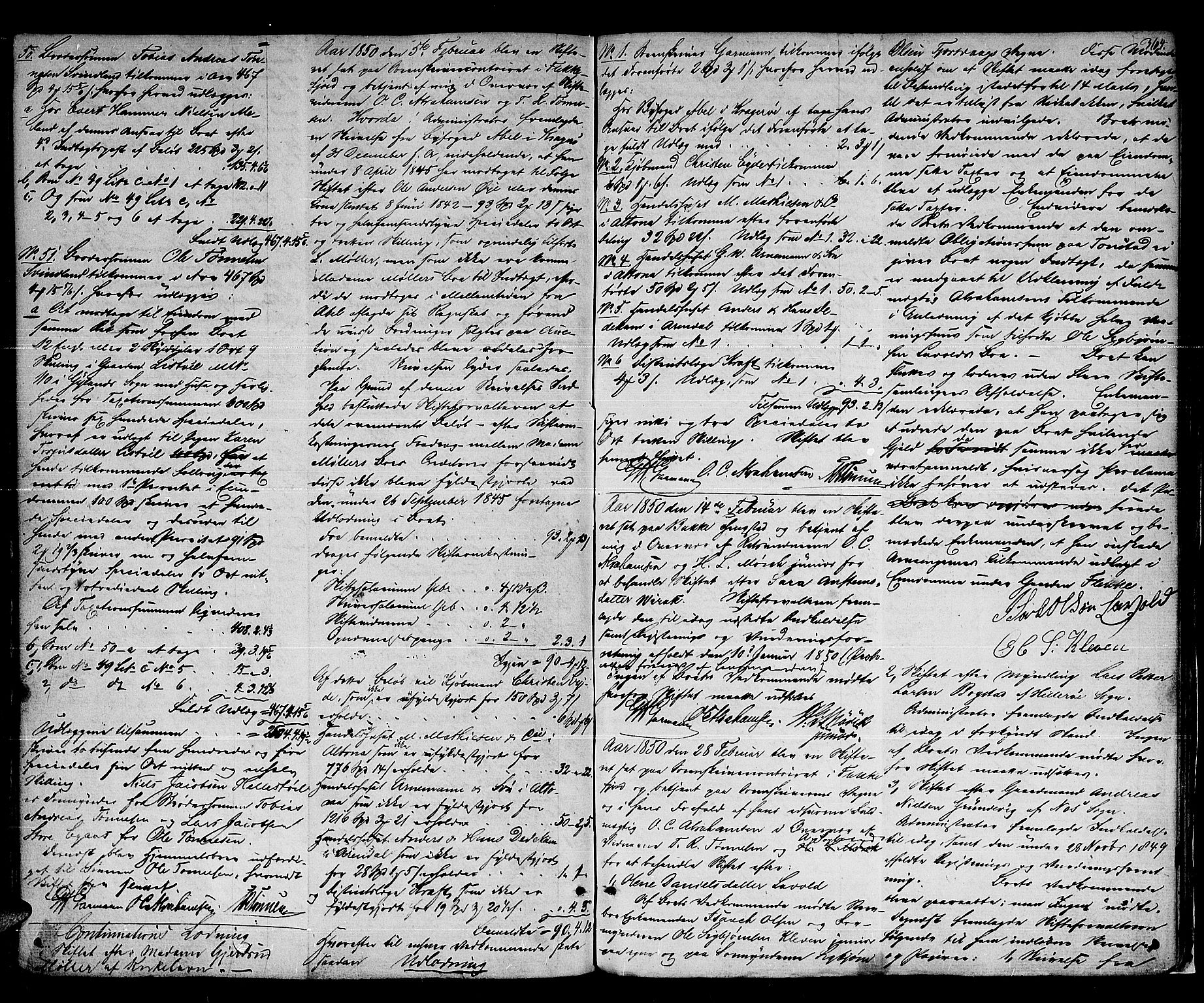 Flekkefjord sorenskriveri, SAK/1221-0001/H/Hc/L0012: Skifteprotokoll nr. 6, med gårdsnavn- og personnavnregister, 1841-1850, p. 363b-364a