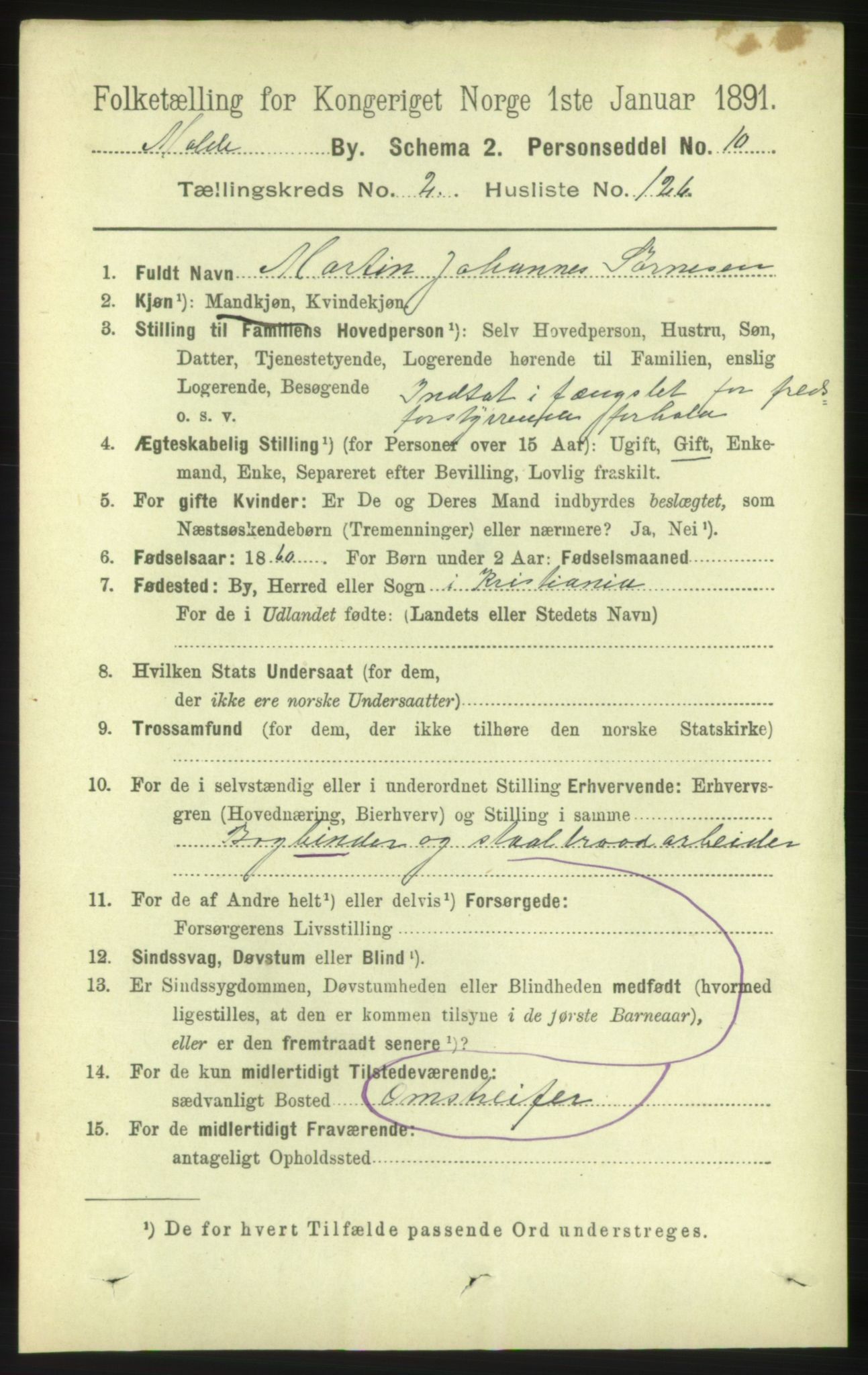 RA, 1891 census for 1502 Molde, 1891, p. 2267