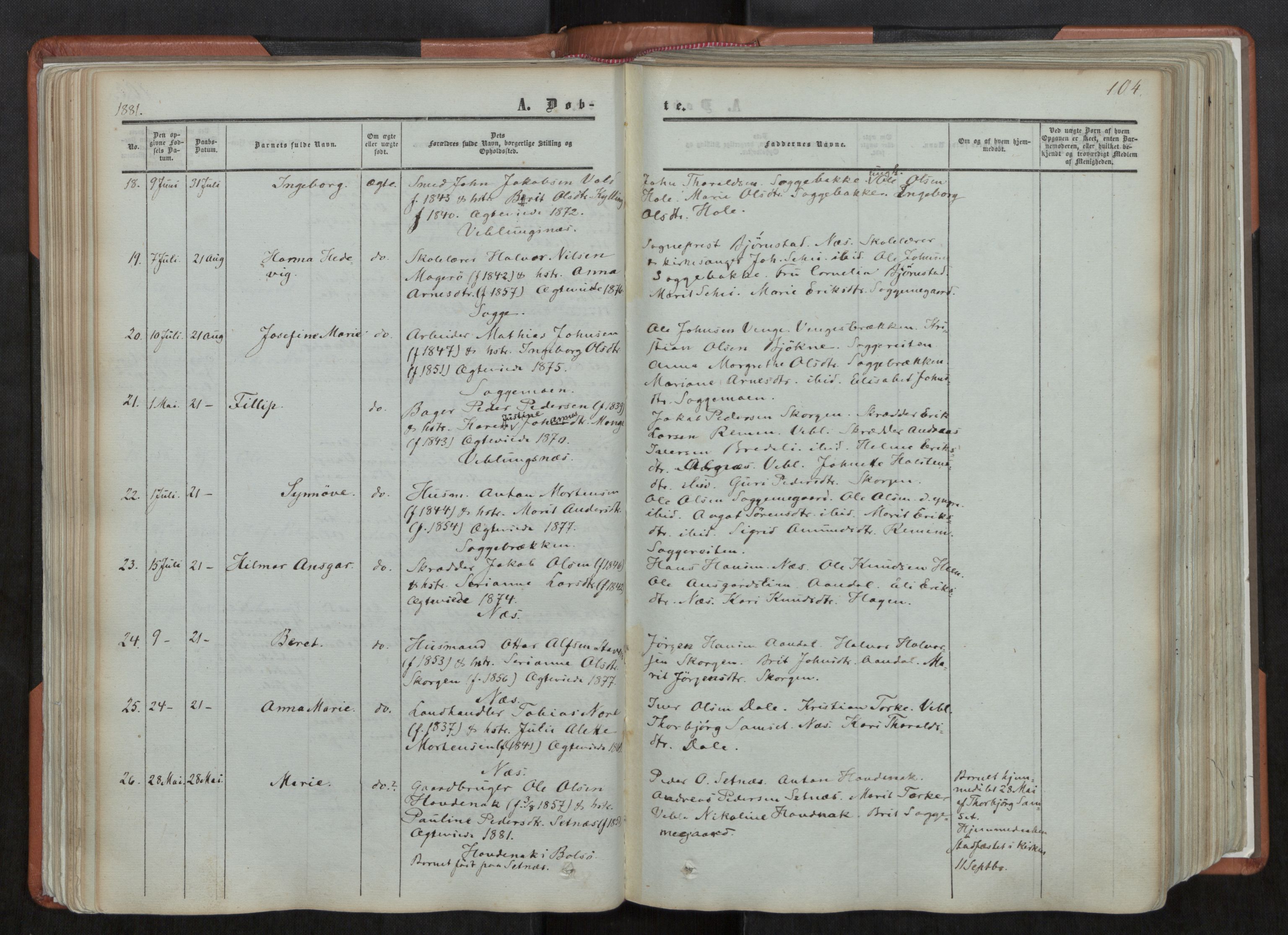 Ministerialprotokoller, klokkerbøker og fødselsregistre - Møre og Romsdal, AV/SAT-A-1454/544/L0572: Parish register (official) no. 544A05, 1854-1886, p. 104