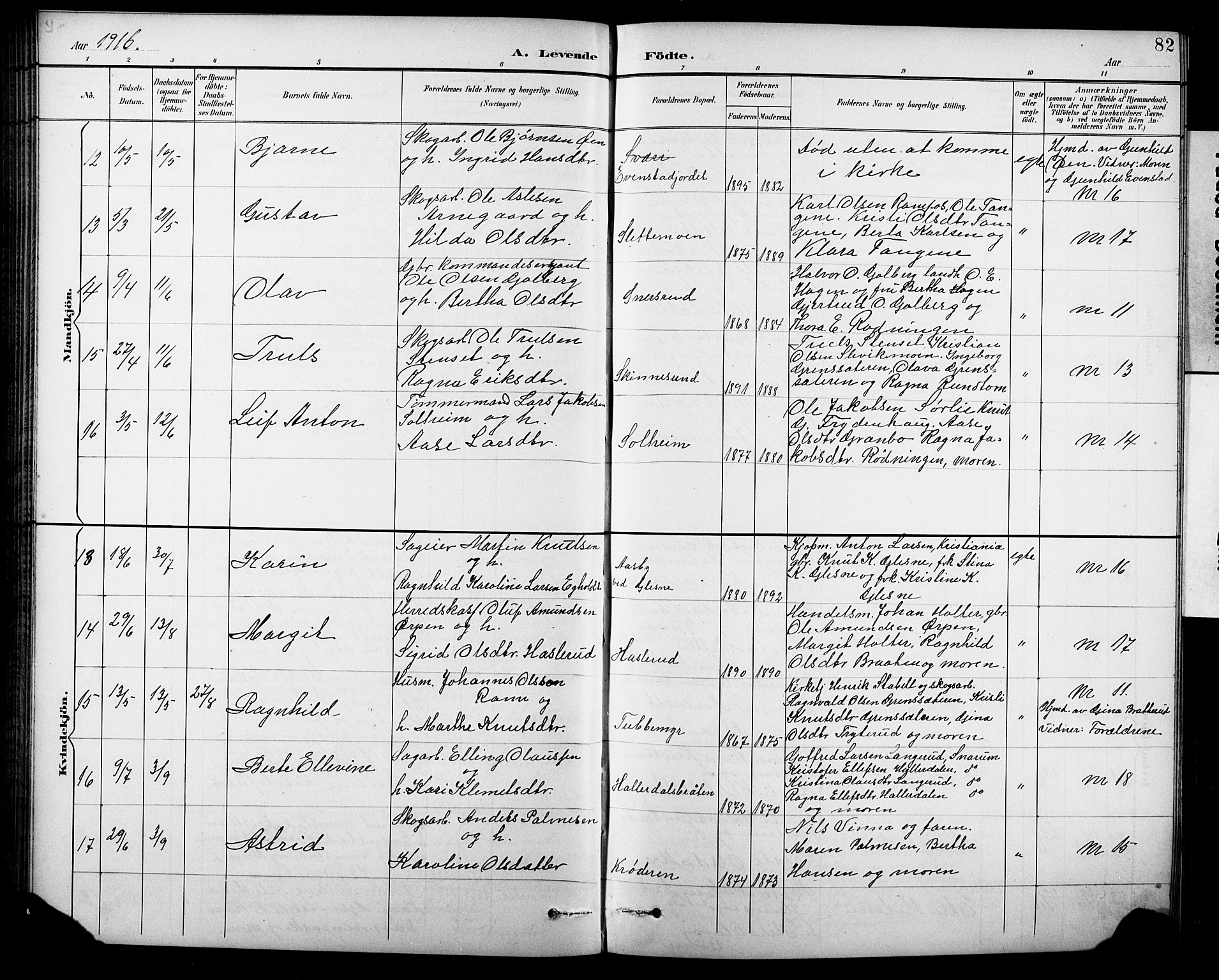 Krødsherad kirkebøker, AV/SAKO-A-19/G/Ga/L0002: Parish register (copy) no. 2, 1894-1918, p. 82