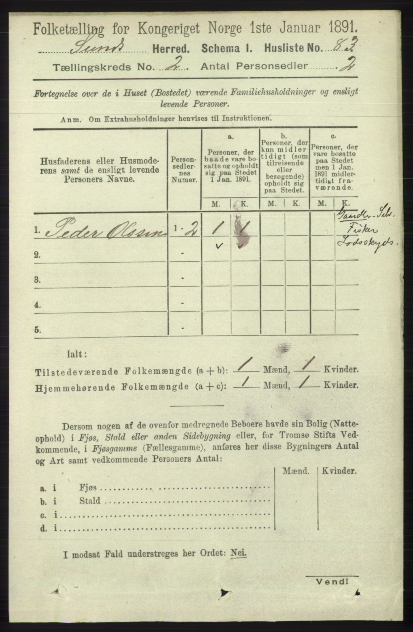 RA, 1891 census for 1245 Sund, 1891, p. 590