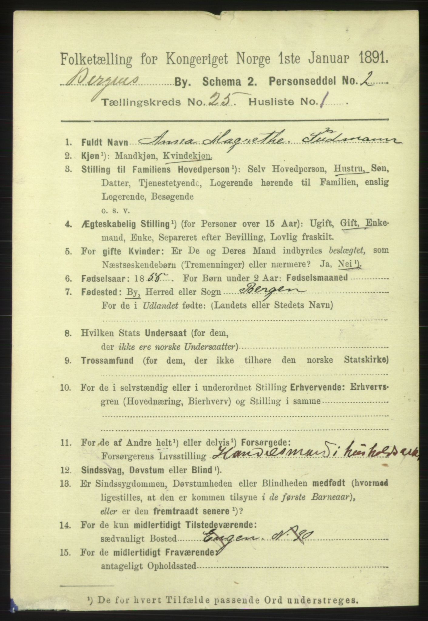 RA, 1891 Census for 1301 Bergen, 1891, p. 33244