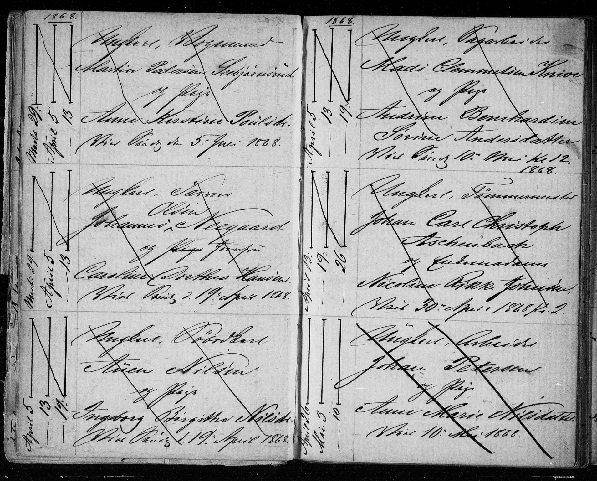 Bragernes kirkebøker, AV/SAKO-A-6/H/Ha/L0005: Banns register no. 5, 1866-1872