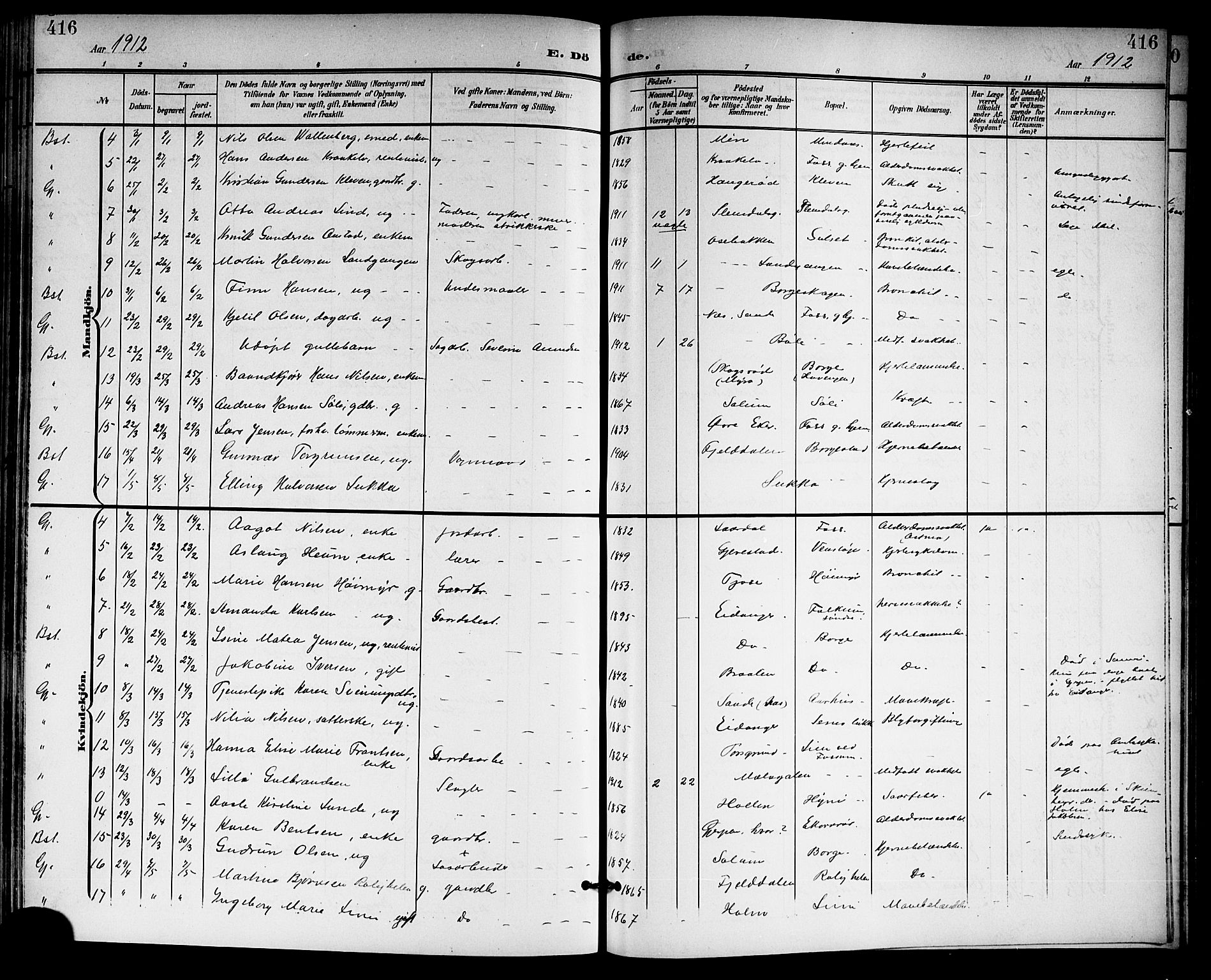 Gjerpen kirkebøker, SAKO/A-265/G/Ga/L0003: Parish register (copy) no. I 3, 1901-1919, p. 416