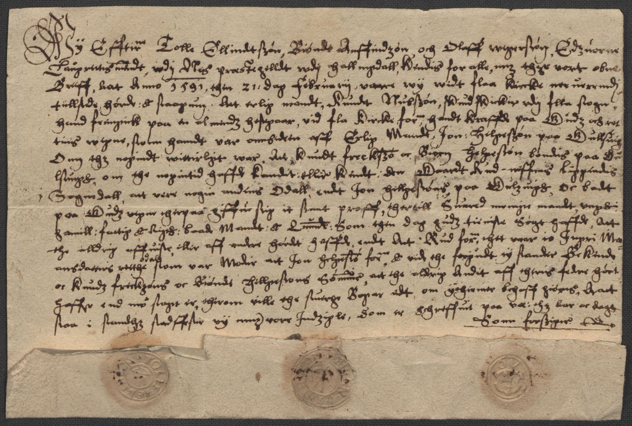 Riksarkivets diplomsamling, AV/RA-EA-5965/F02/L0093: Dokumenter, 1591, p. 35