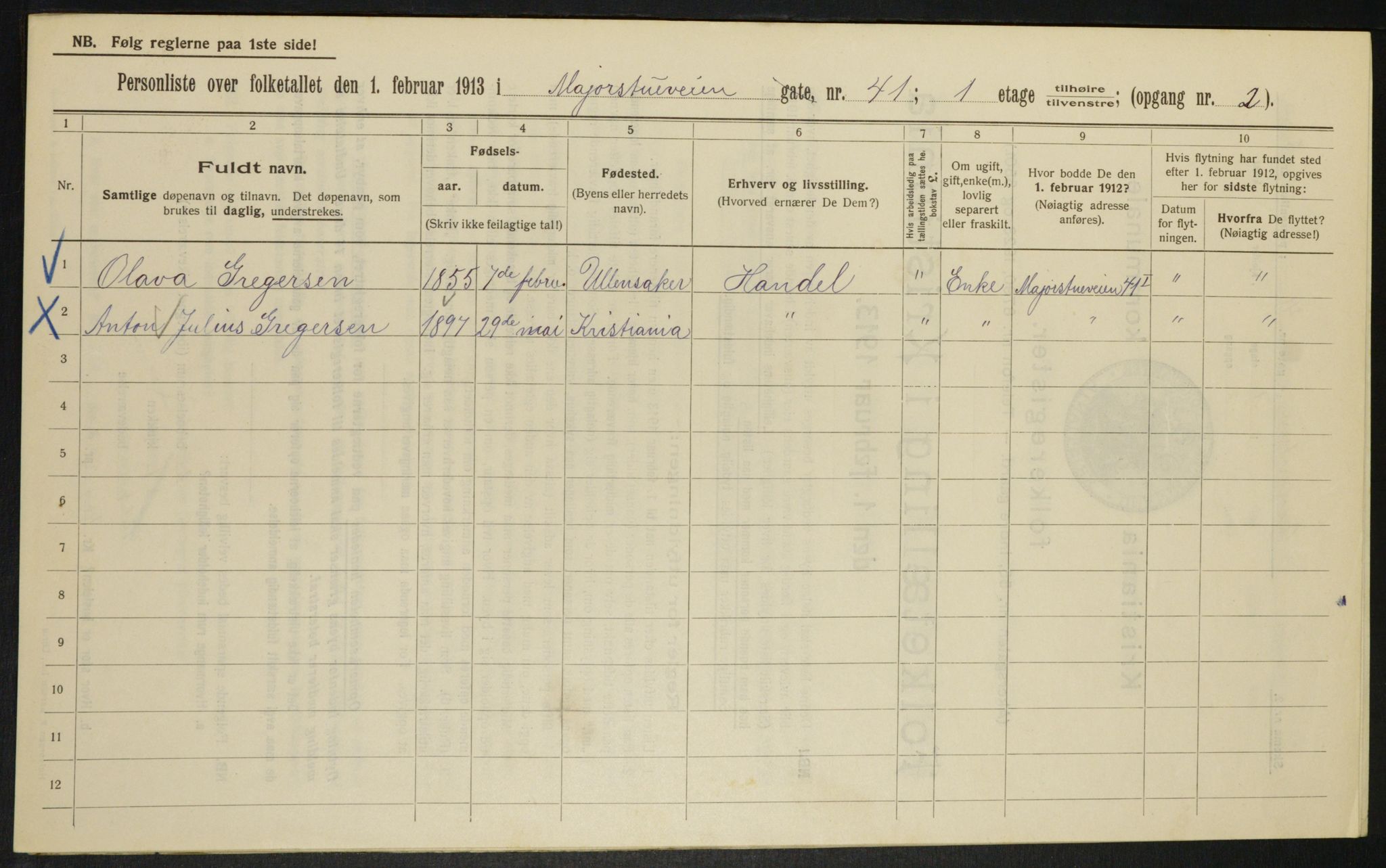 OBA, Municipal Census 1913 for Kristiania, 1913, p. 59828