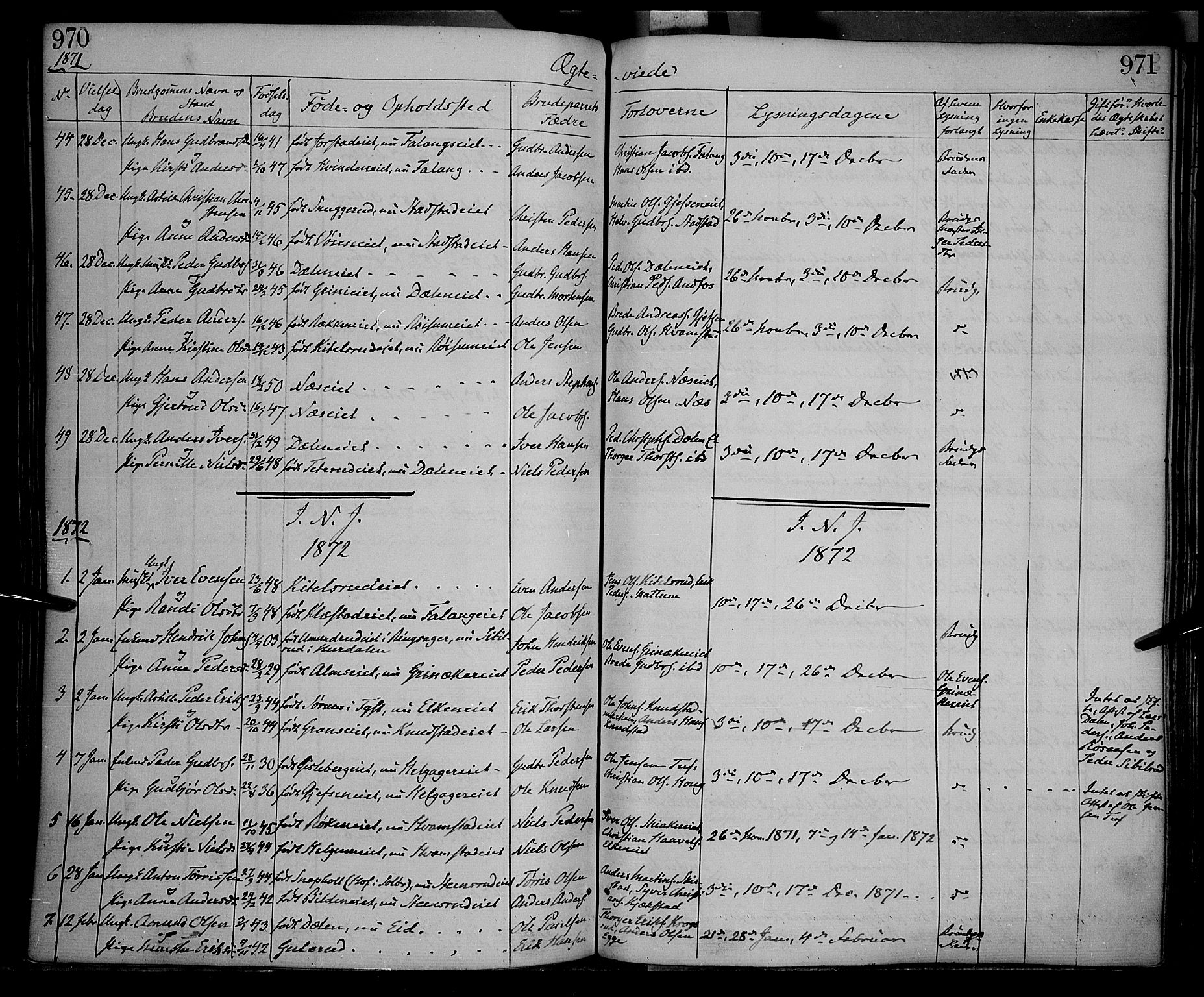 Gran prestekontor, SAH/PREST-112/H/Ha/Haa/L0012: Parish register (official) no. 12, 1856-1874, p. 970-971