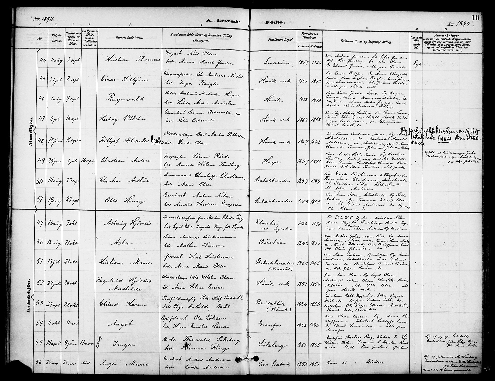 Asker prestekontor Kirkebøker, SAO/A-10256a/F/Fc/L0003: Parish register (official) no. III 3, 1892-1904, p. 16