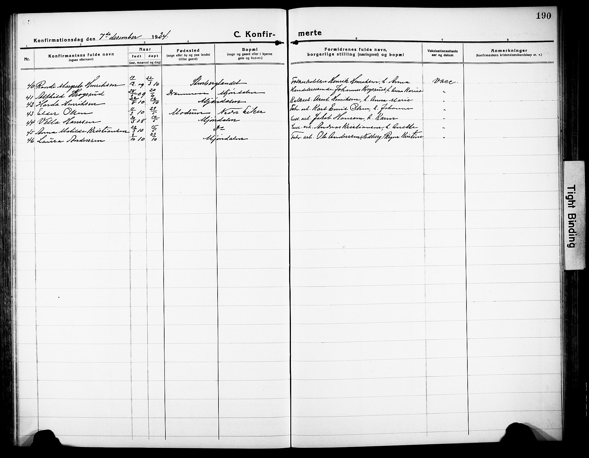 Nedre Eiker kirkebøker, AV/SAKO-A-612/G/Ga/L0006: Parish register (copy) no. 6, 1922-1933, p. 190