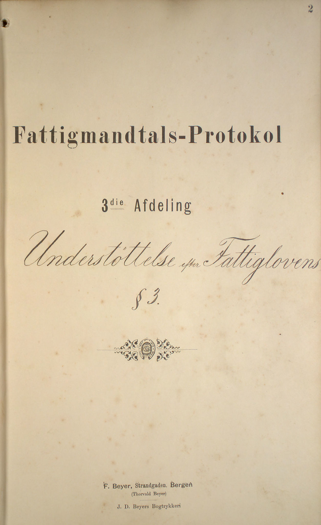 Bergen fattigvesen, BBA/-, 1891-1895, p. 2