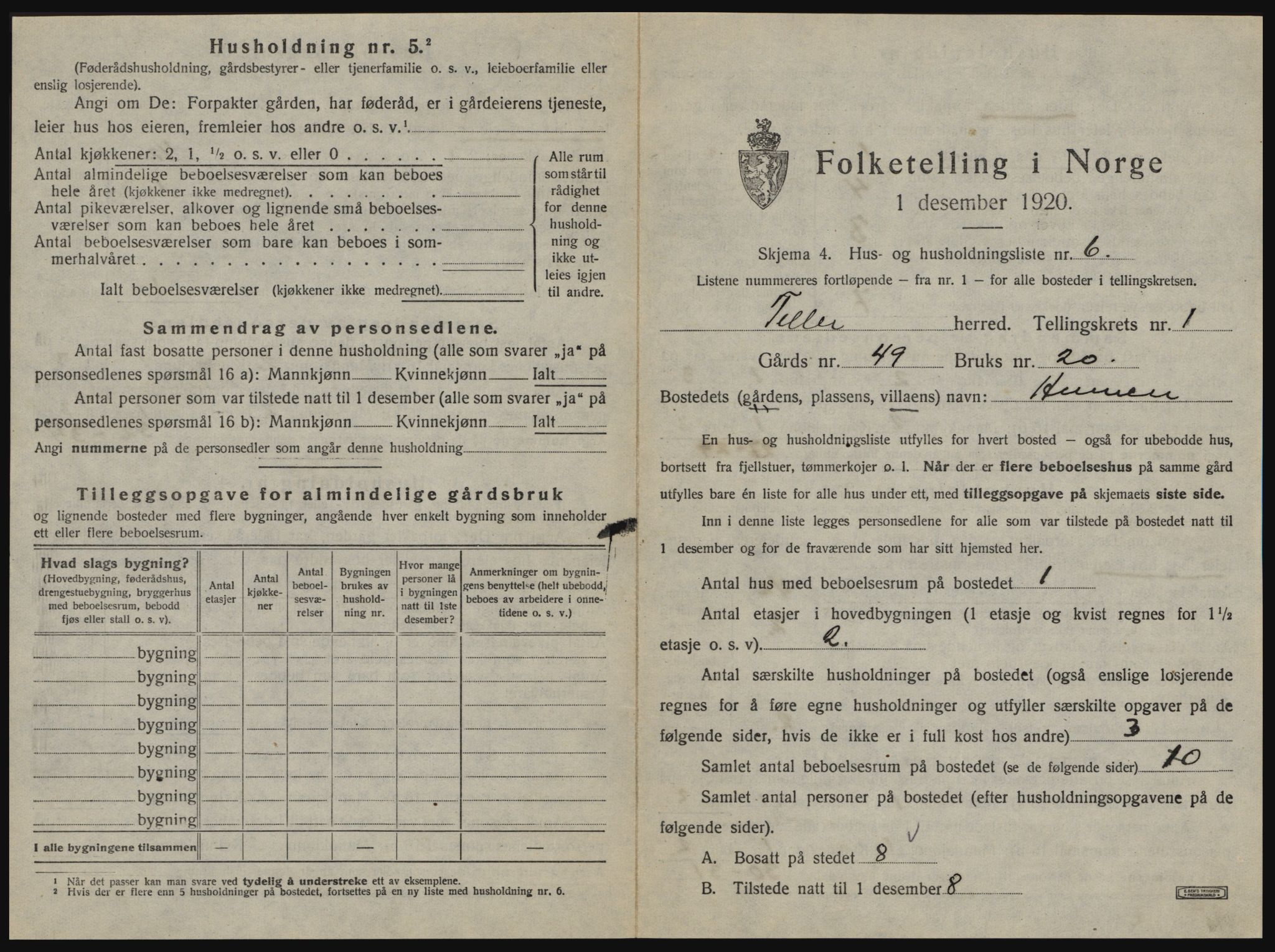 SAT, 1920 census for Tiller, 1920, p. 29