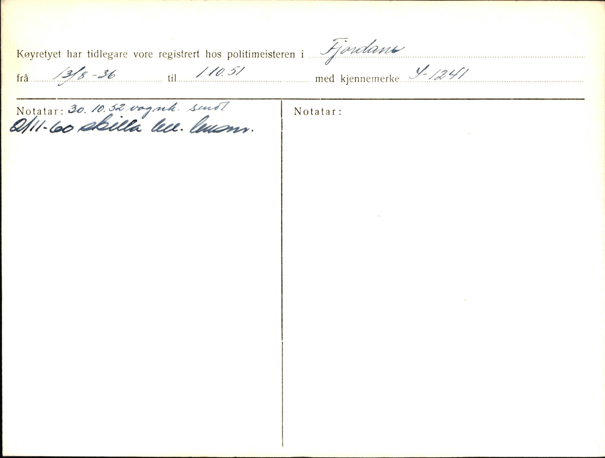 Statens vegvesen, Sogn og Fjordane vegkontor, AV/SAB-A-5301/4/F/L0004: Registerkort utmeldte Fjordane S2500-2700, S7200-7899, 1930-1961, p. 250