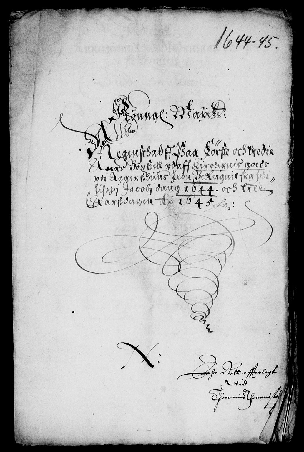Rentekammeret inntil 1814, Reviderte regnskaper, Lensregnskaper, AV/RA-EA-5023/R/Rb/Rba/L0180: Akershus len, 1644-1645