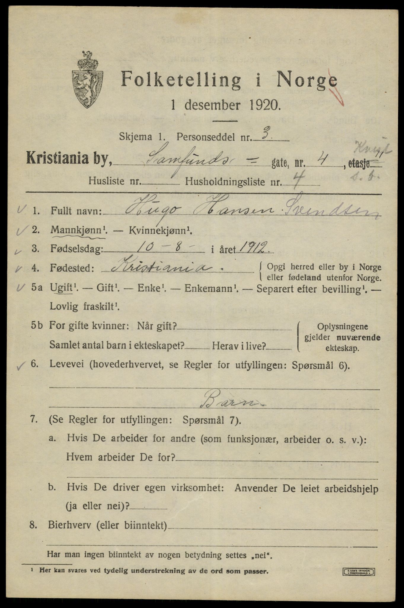 SAO, 1920 census for Kristiania, 1920, p. 477641