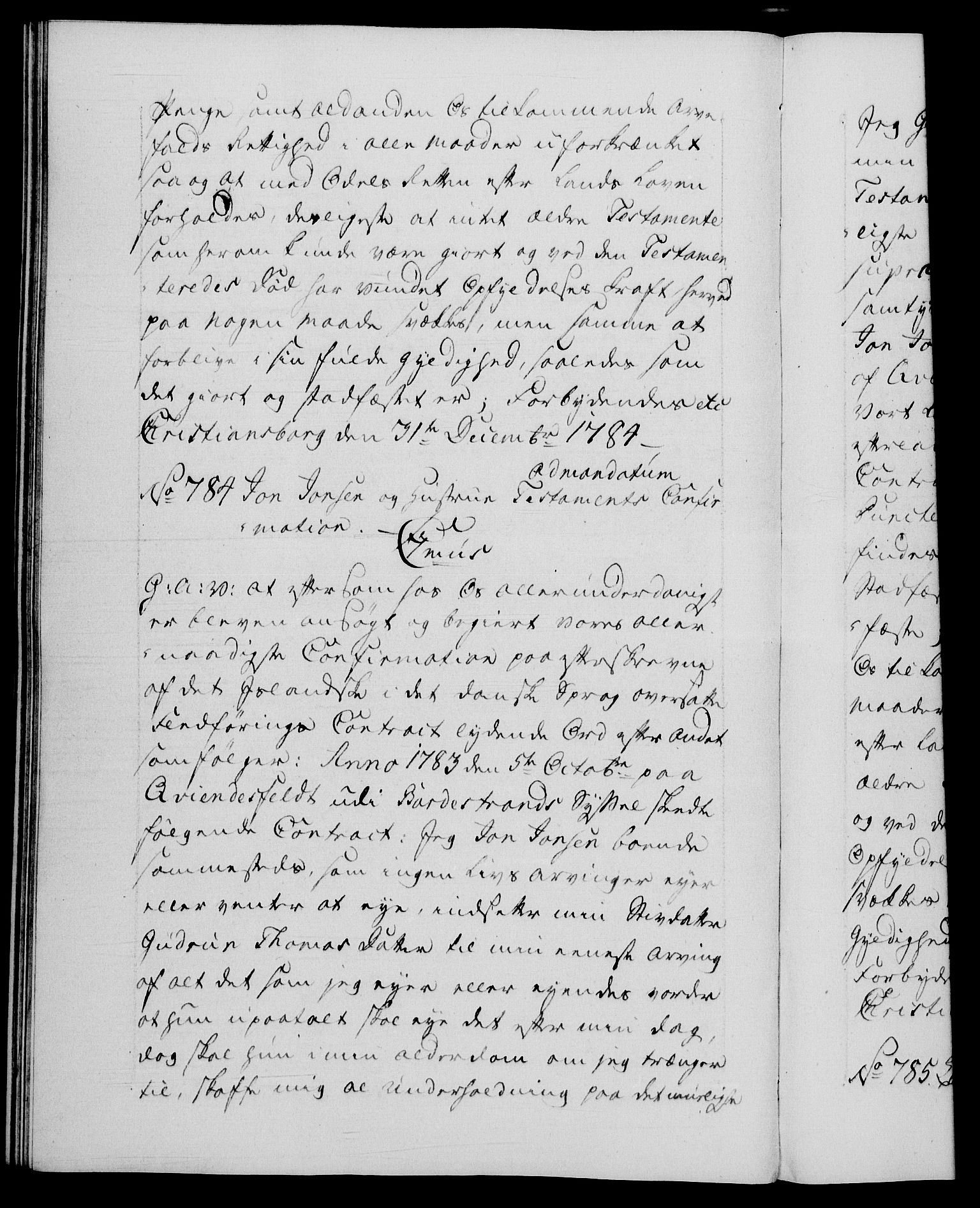 Danske Kanselli 1572-1799, AV/RA-EA-3023/F/Fc/Fca/Fcaa/L0050: Norske registre, 1784-1785, p. 451b