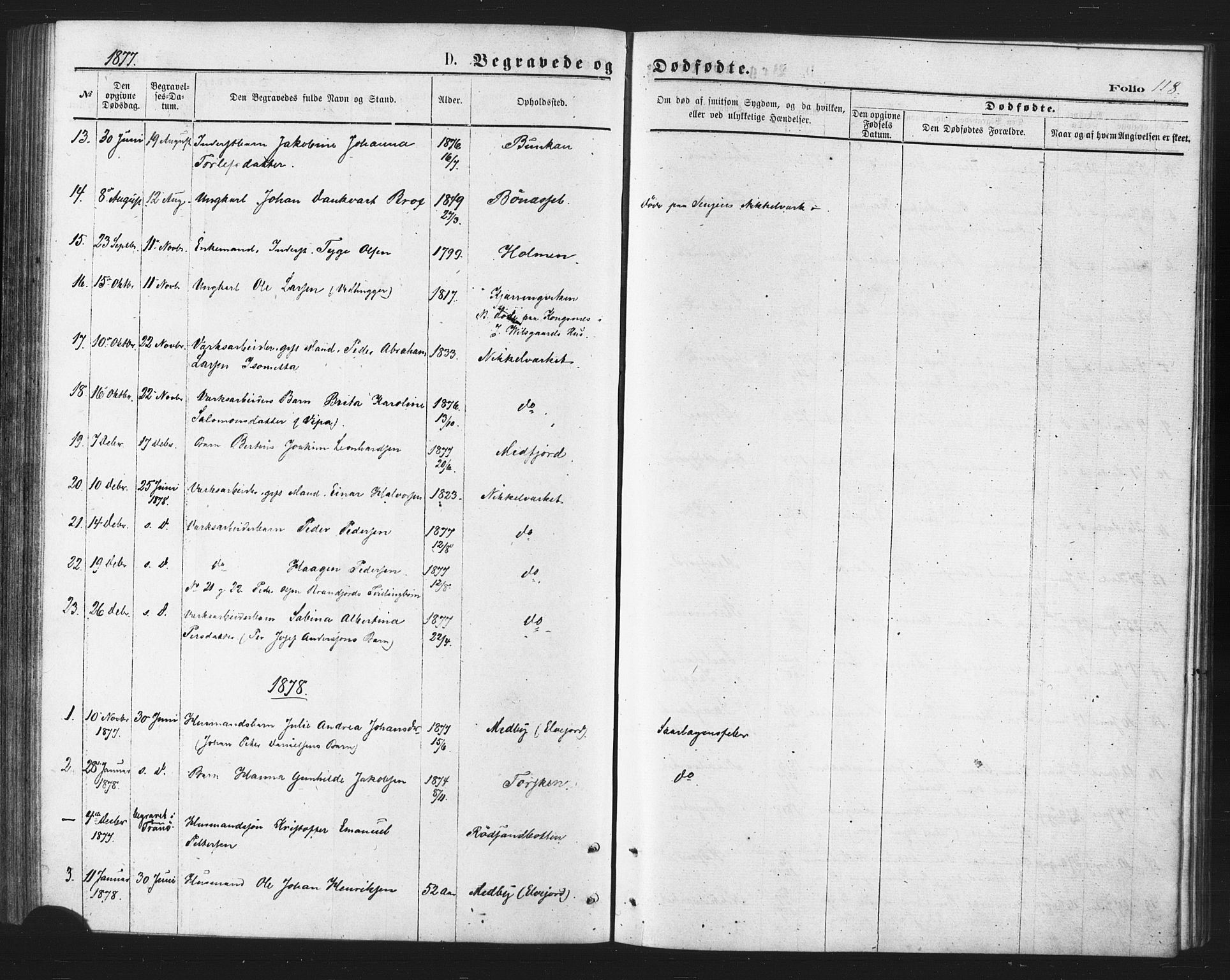 Berg sokneprestkontor, AV/SATØ-S-1318/G/Ga/Gaa/L0003kirke: Parish register (official) no. 3, 1872-1879, p. 118