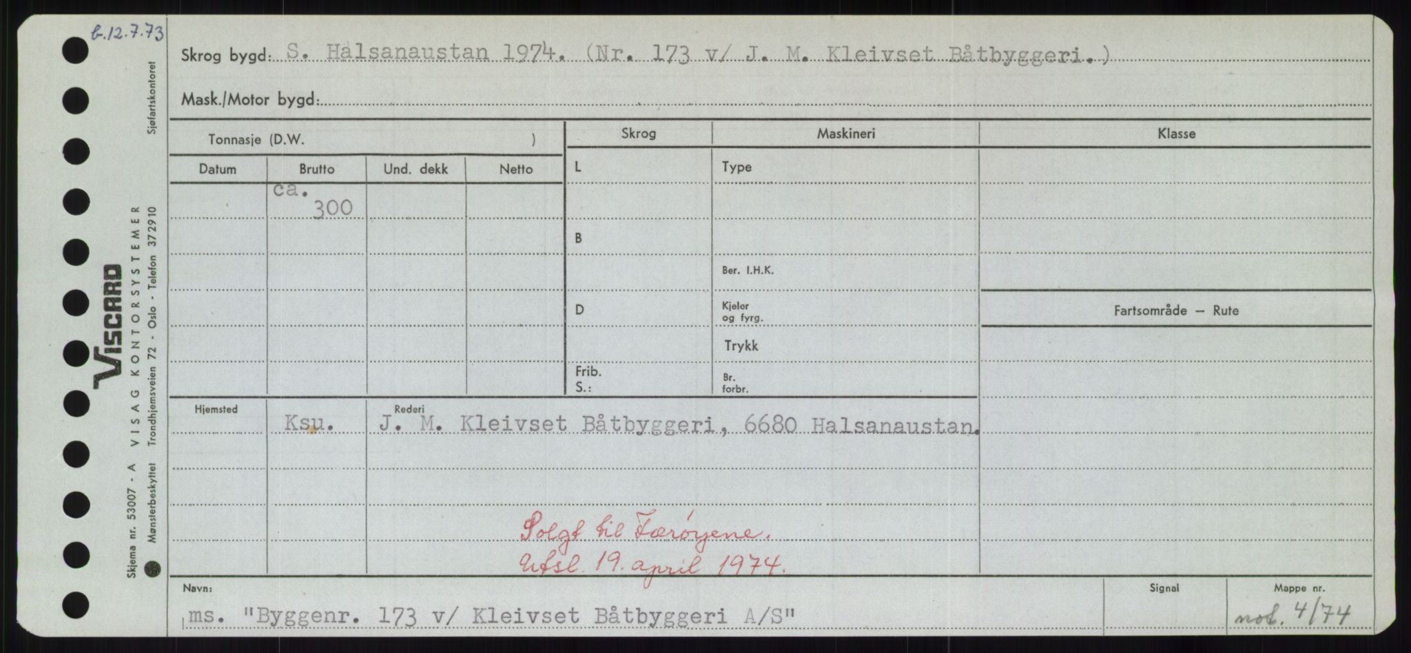 Sjøfartsdirektoratet med forløpere, Skipsmålingen, RA/S-1627/H/Hd/L0006: Fartøy, Byg-Båt, p. 409