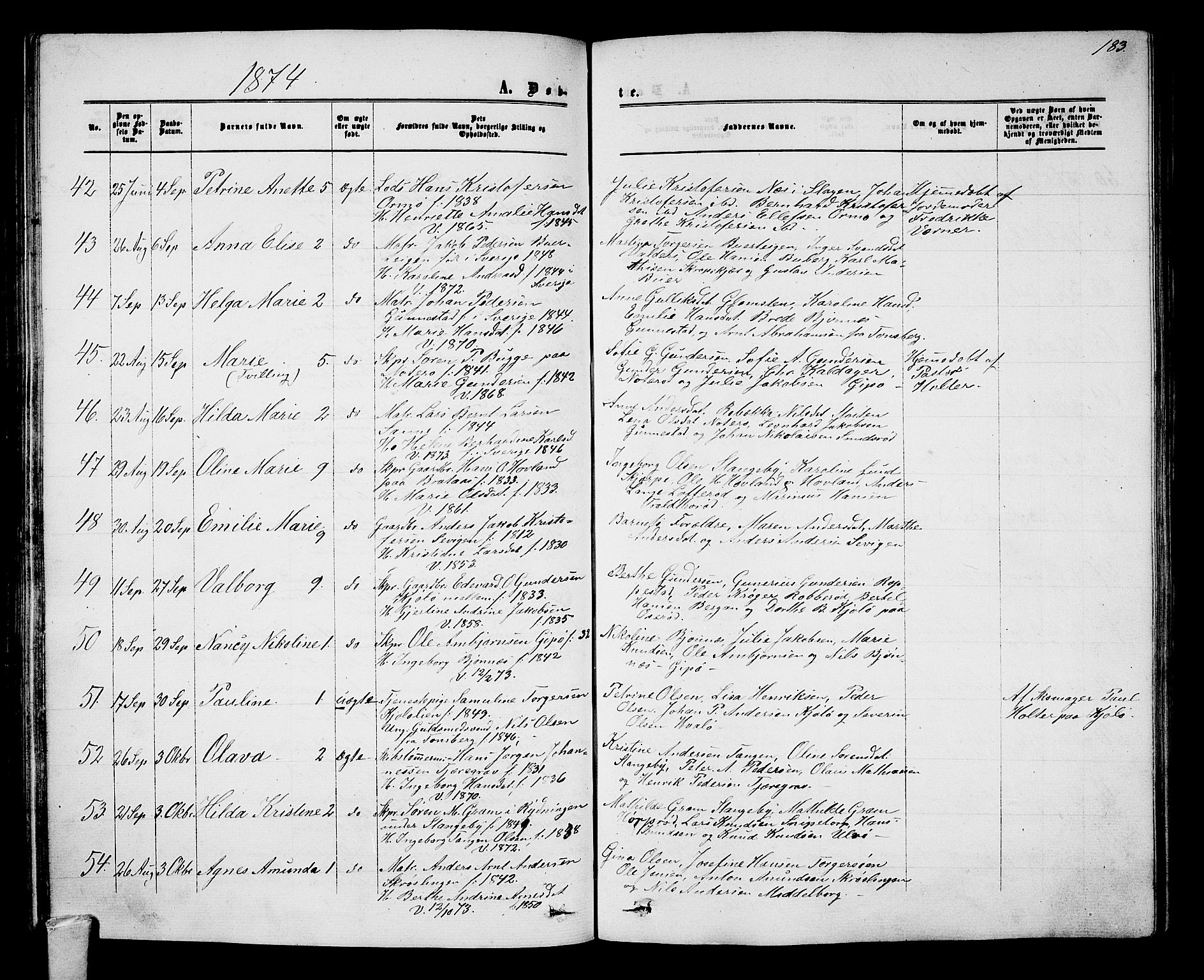 Nøtterøy kirkebøker, SAKO/A-354/G/Ga/L0002: Parish register (copy) no. I 2, 1860-1877, p. 183