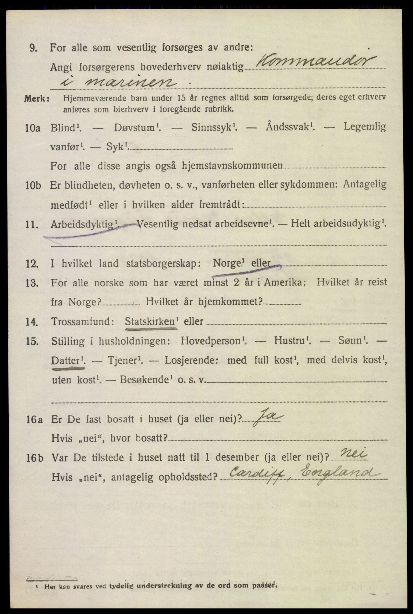 SAK, 1920 census for Oddernes, 1920, p. 12558