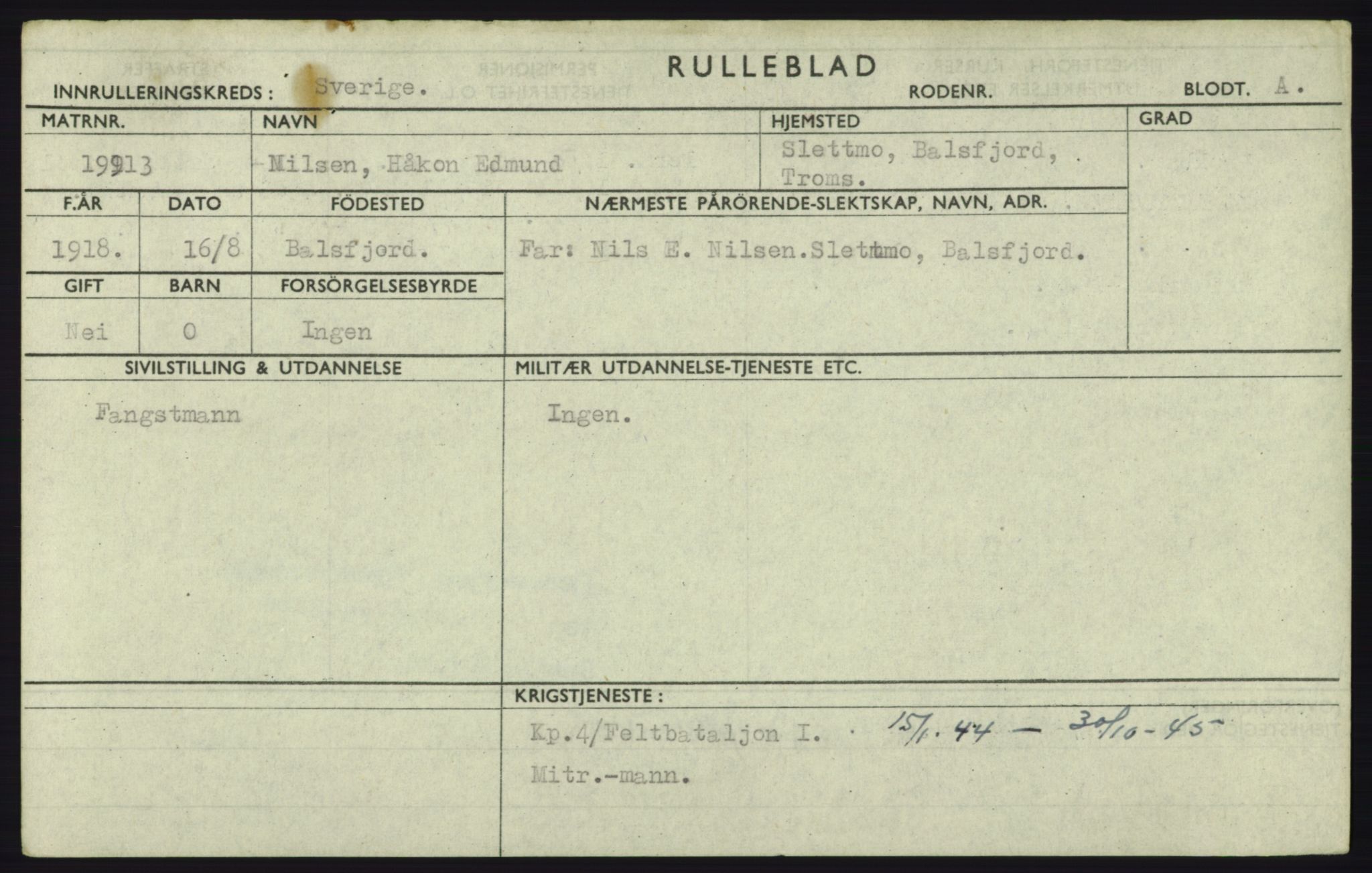 Forsvaret, Troms infanteriregiment nr. 16, AV/RA-RAFA-3146/P/Pa/L0023: Rulleblad for regimentets menige mannskaper, årsklasse 1939, 1939, p. 911