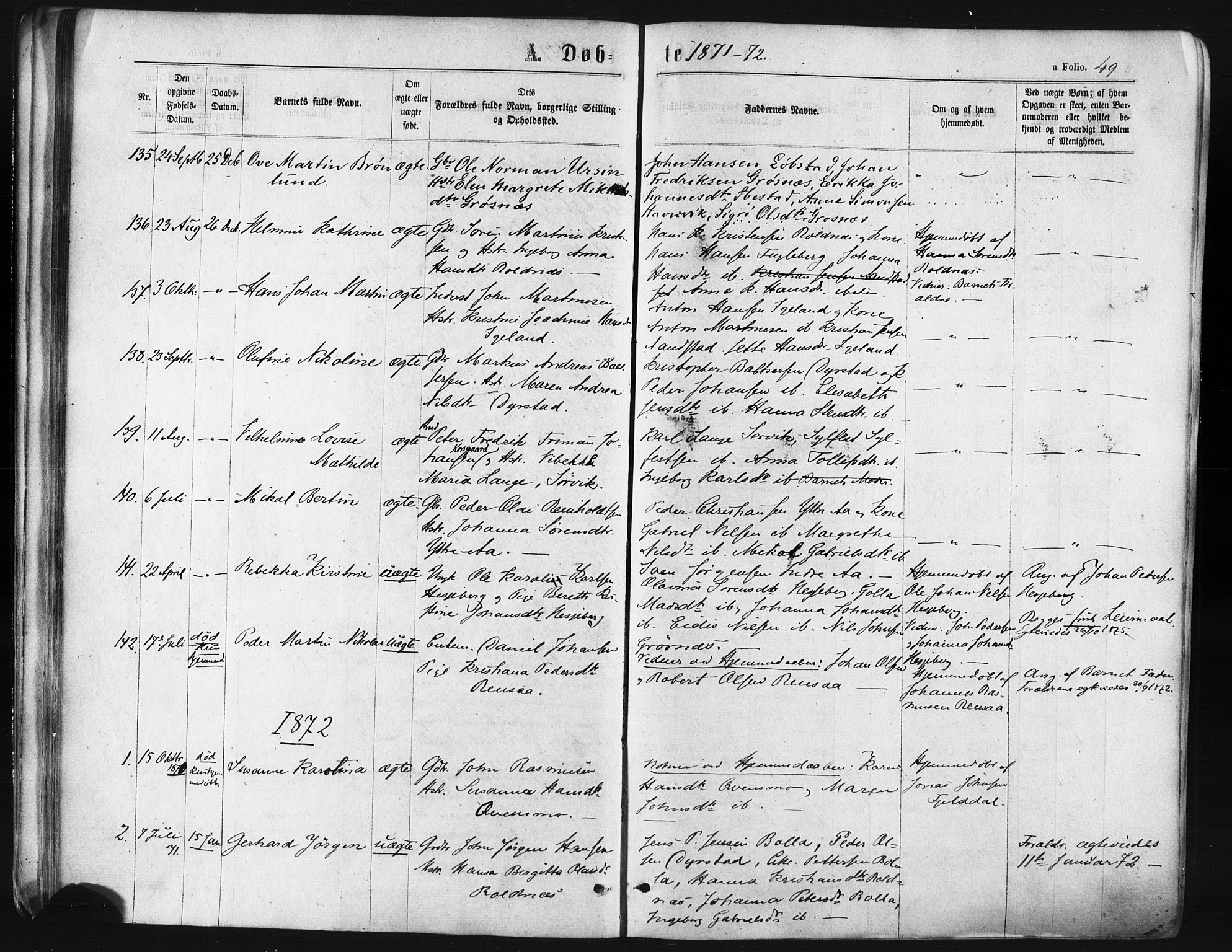 Ibestad sokneprestembete, SATØ/S-0077/H/Ha/Haa/L0010kirke: Parish register (official) no. 10, 1869-1879, p. 49