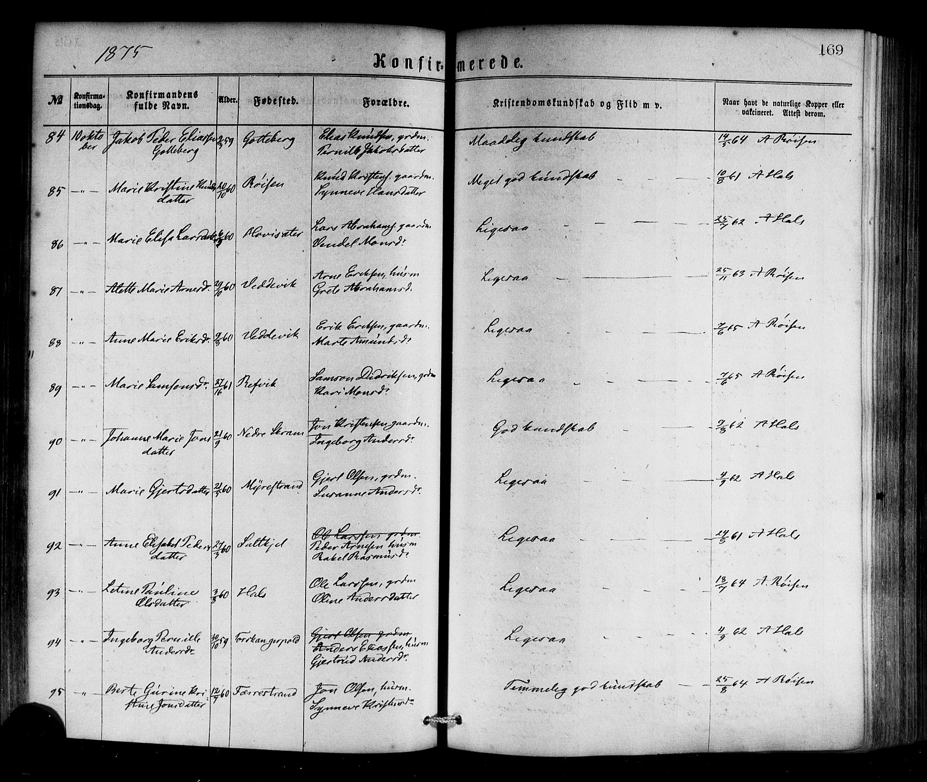 Selje sokneprestembete, SAB/A-99938/H/Ha/Haa/Haaa: Parish register (official) no. A 12, 1870-1880, p. 169