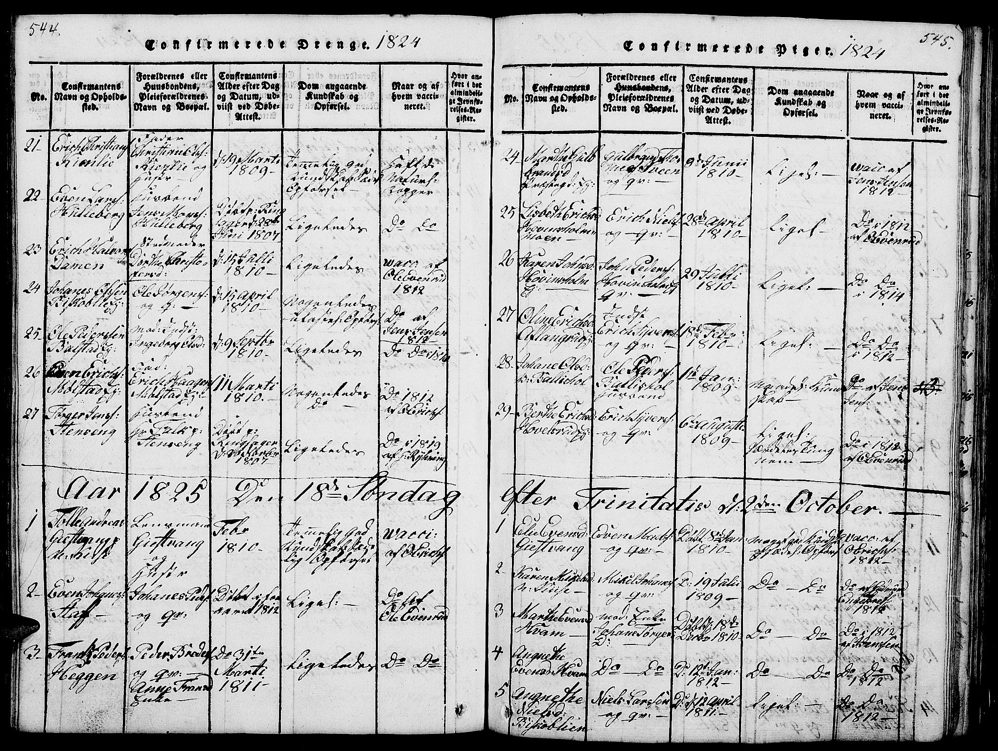 Nes prestekontor, Hedmark, AV/SAH-PREST-020/L/La/L0003: Parish register (copy) no. 3, 1814-1831, p. 544-545