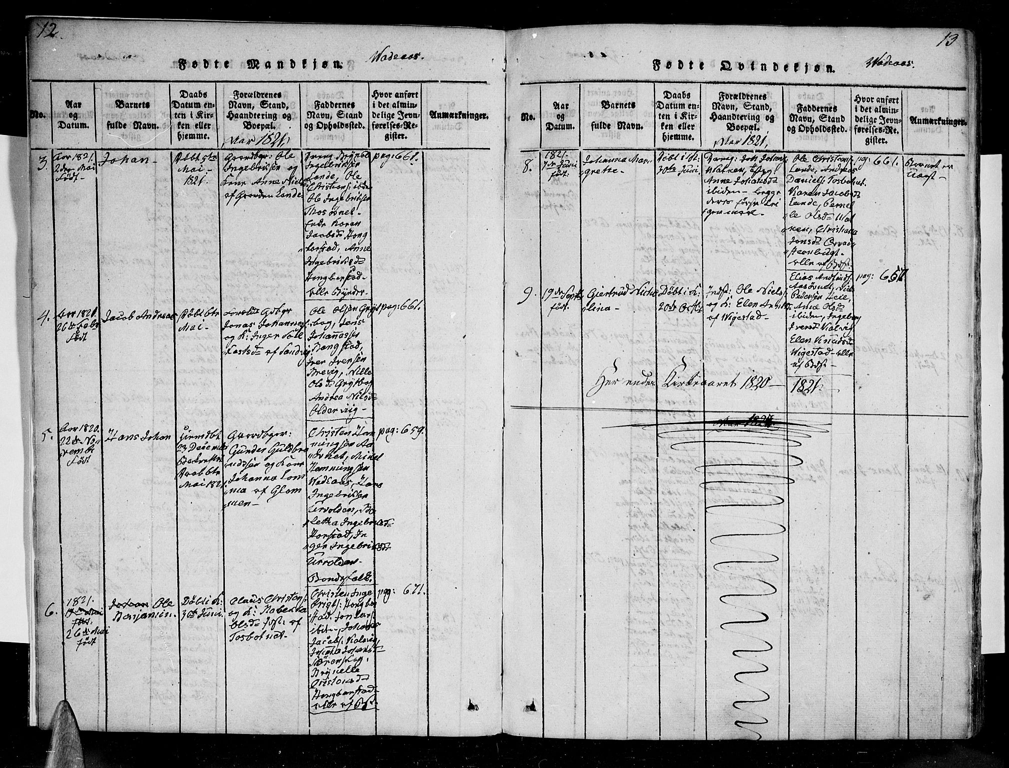 Ministerialprotokoller, klokkerbøker og fødselsregistre - Nordland, AV/SAT-A-1459/810/L0142: Parish register (official) no. 810A06 /1, 1819-1841, p. 12-13