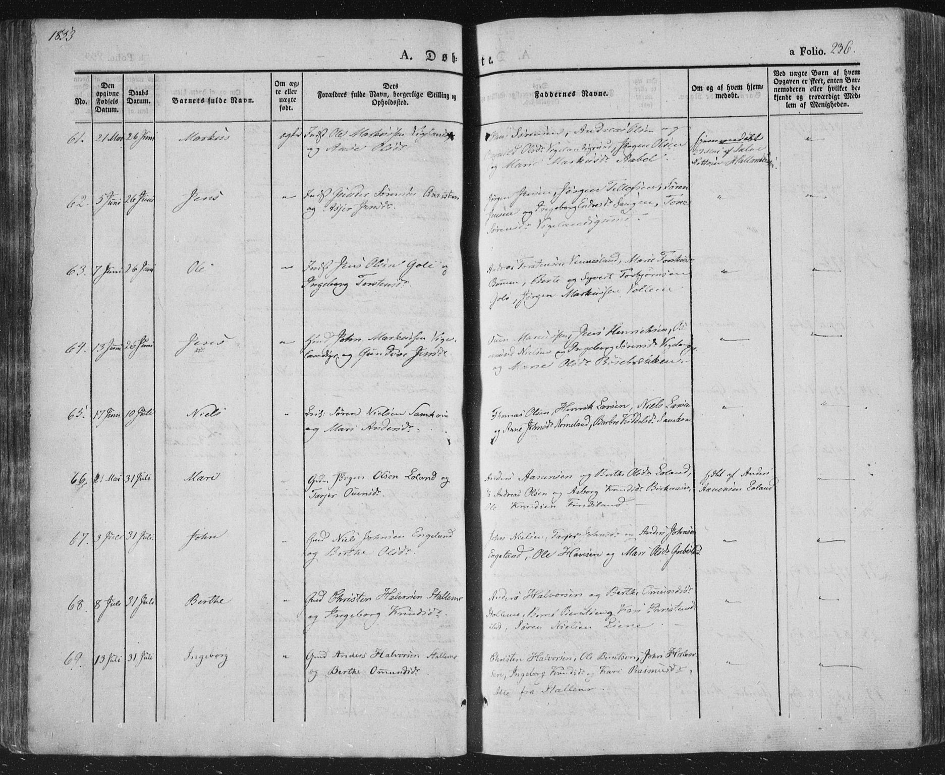 Vennesla sokneprestkontor, AV/SAK-1111-0045/Fa/Fac/L0004: Parish register (official) no. A 4, 1834-1855, p. 236