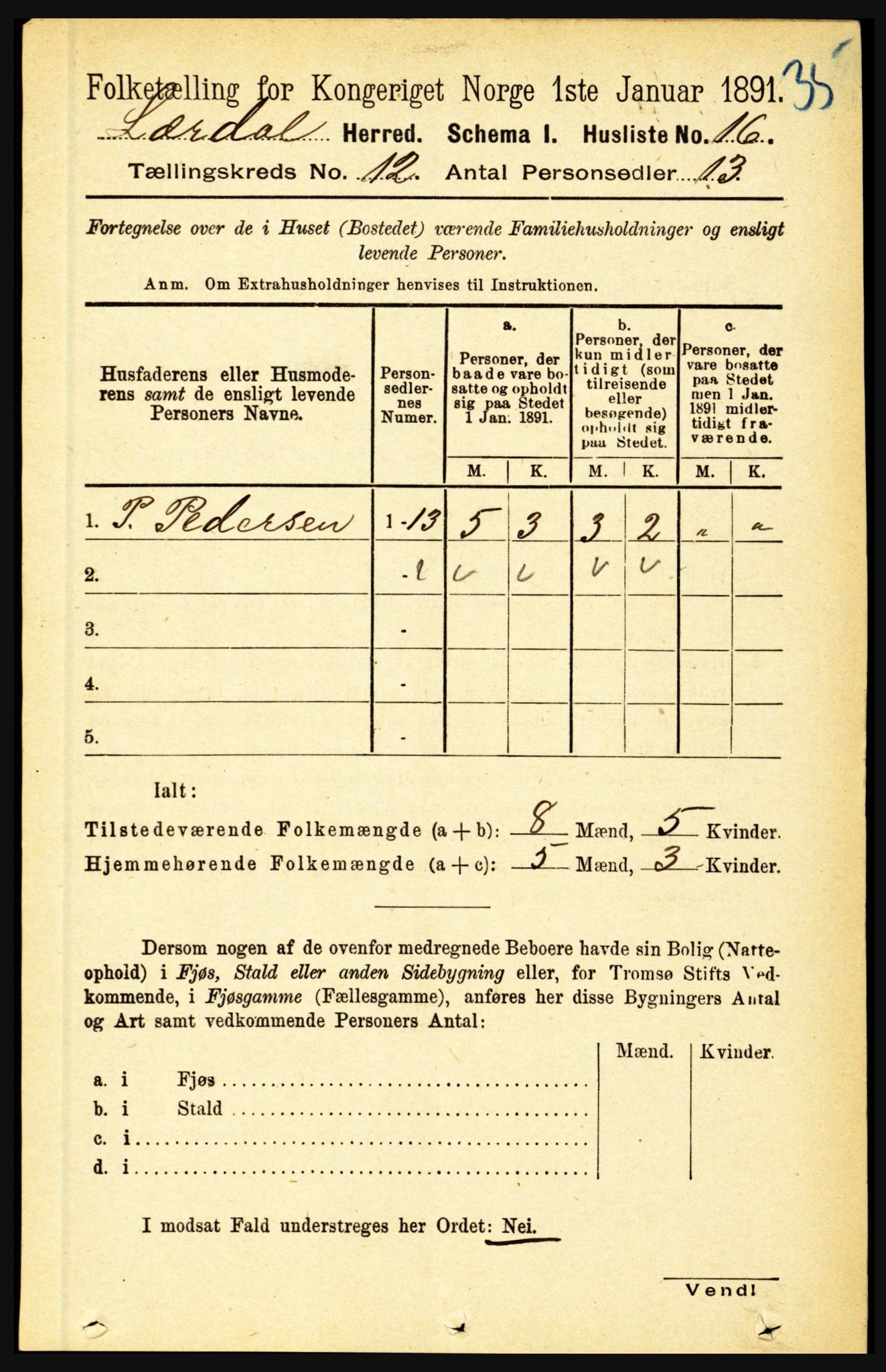 RA, 1891 census for 1422 Lærdal, 1891, p. 2534